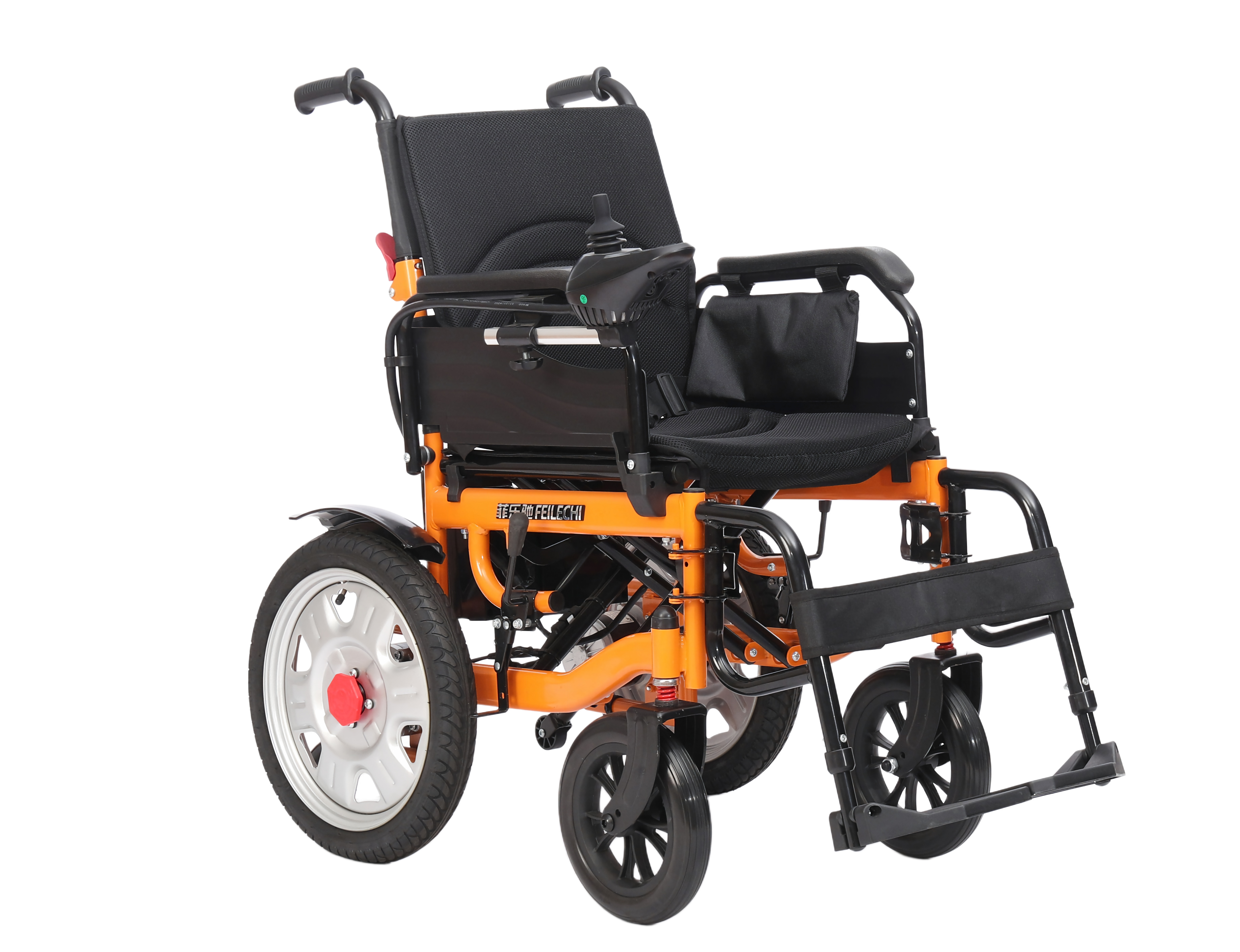 F310-16 Outdoor Wheelchair, Glossy Black/Orange