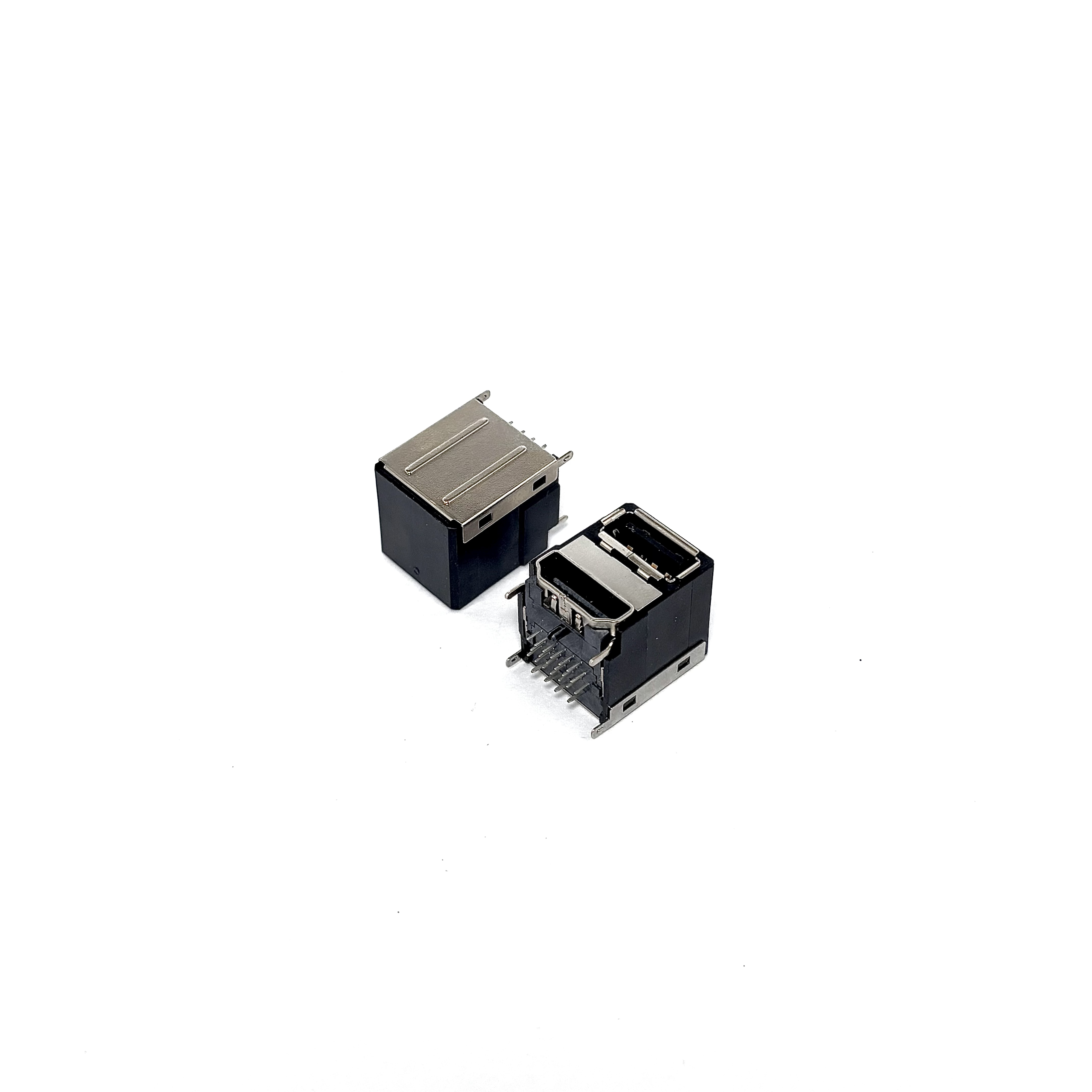 HDMI-A + USB2.0-A 组合直插连接器，90°弯脚（直角）