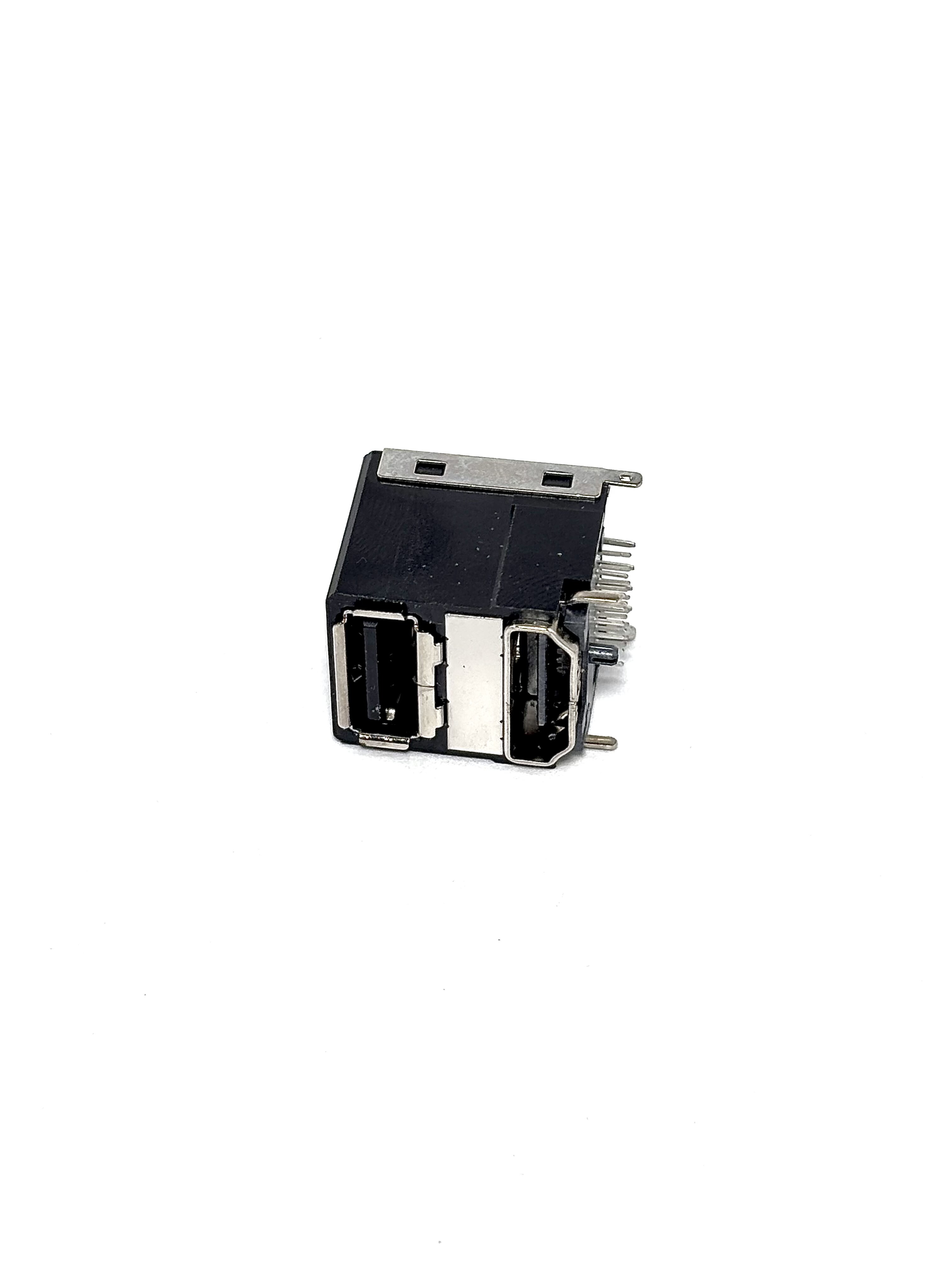 HDMI-A + USB2.0-A 组合直插连接器，90°弯脚（直角） - 角度 2
