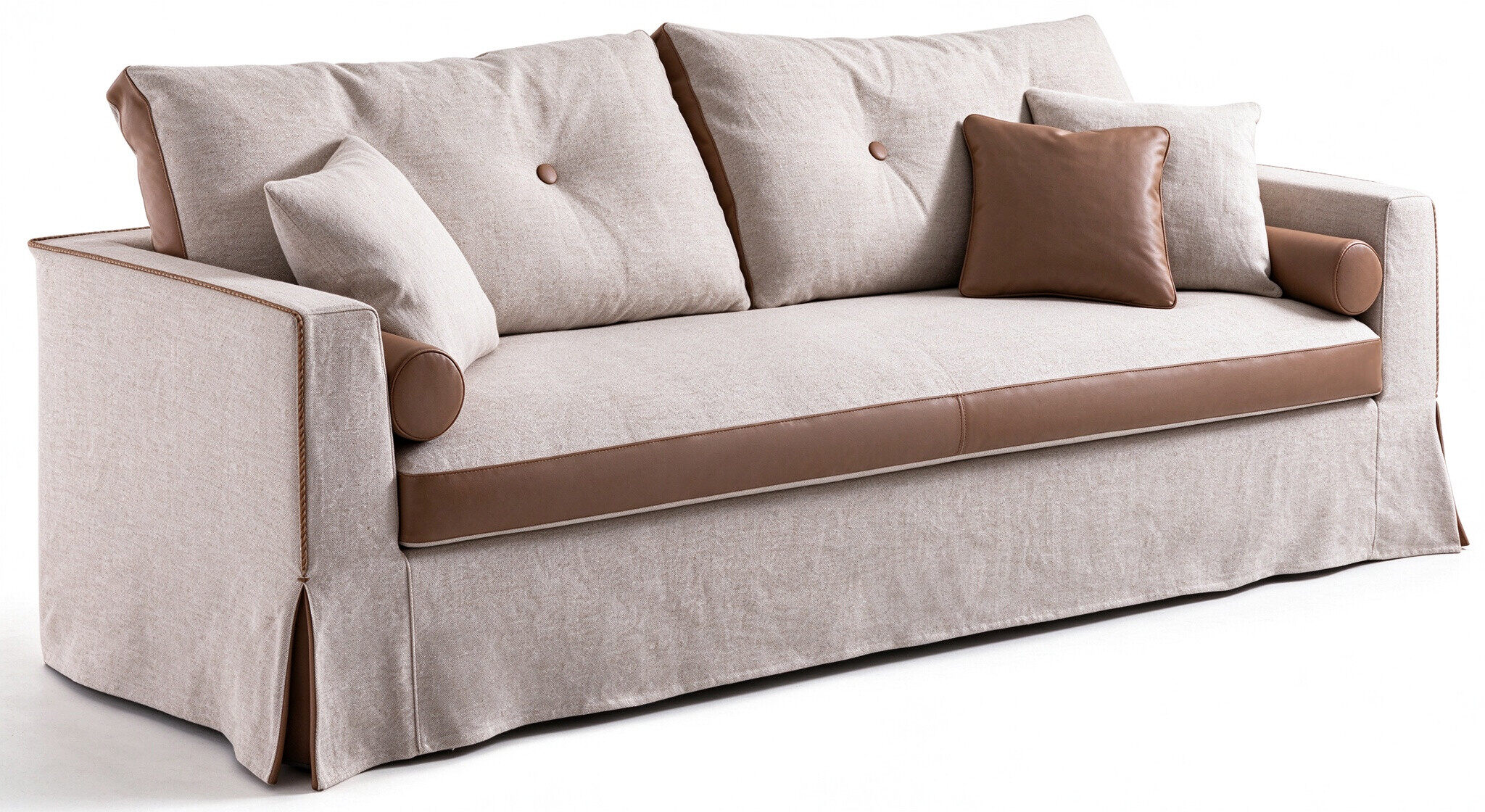 Fendi Linen Sofa with Leather Trim