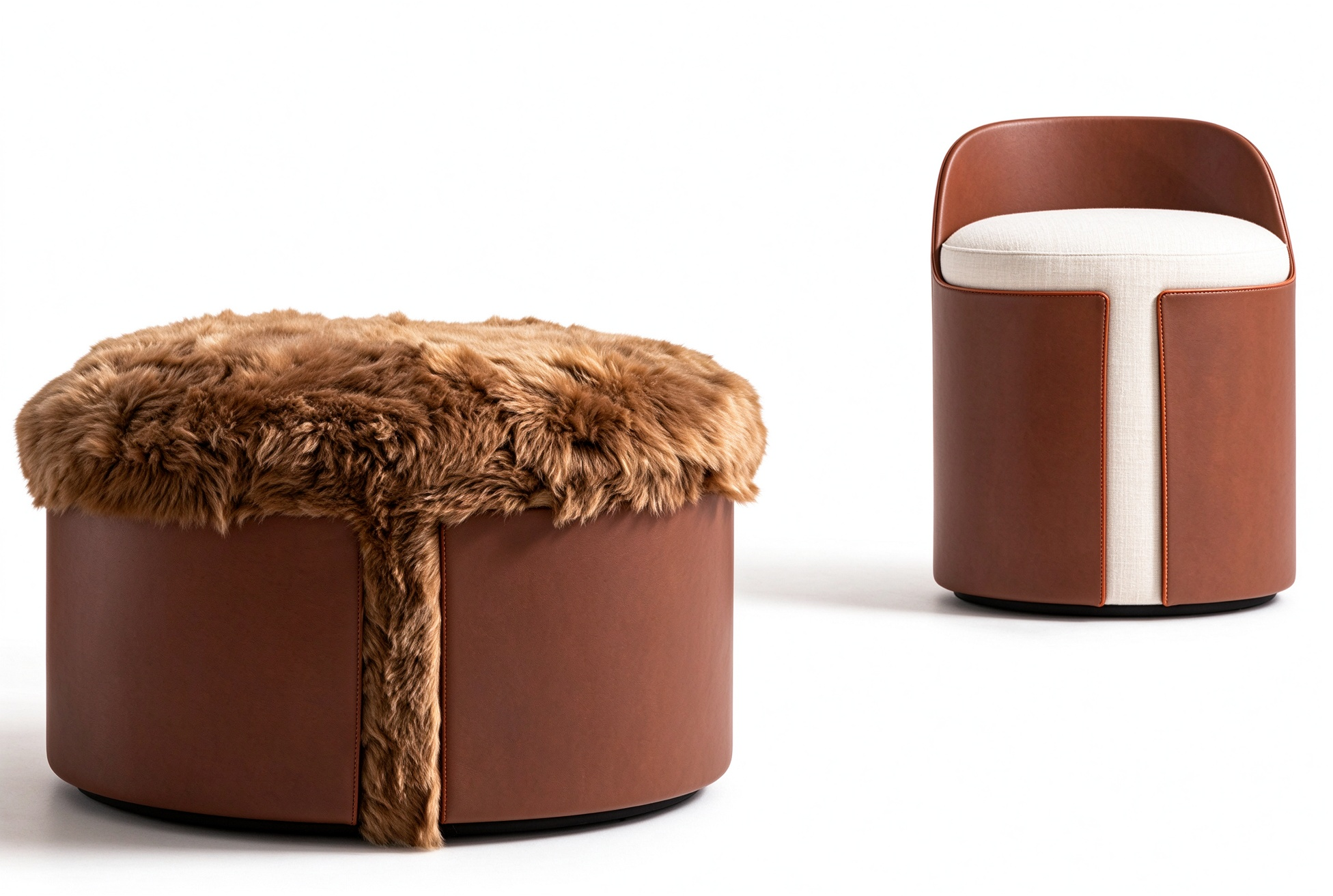 Fendi Leather Shagreen Stool Set