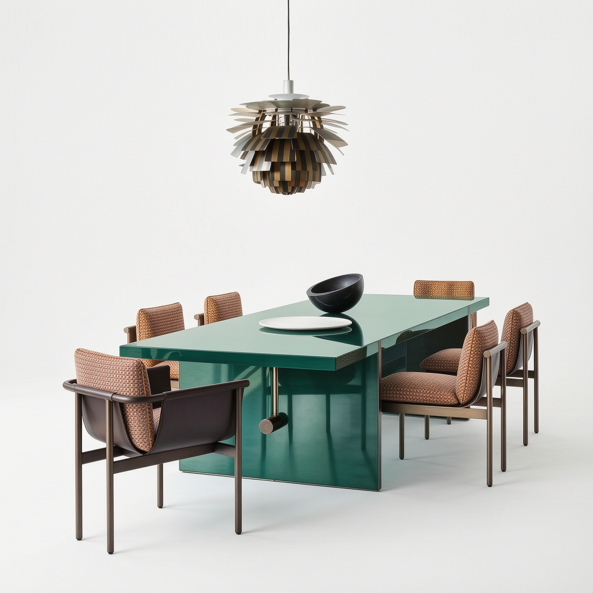 Fendi Emerald Lacquer Dining Table Set