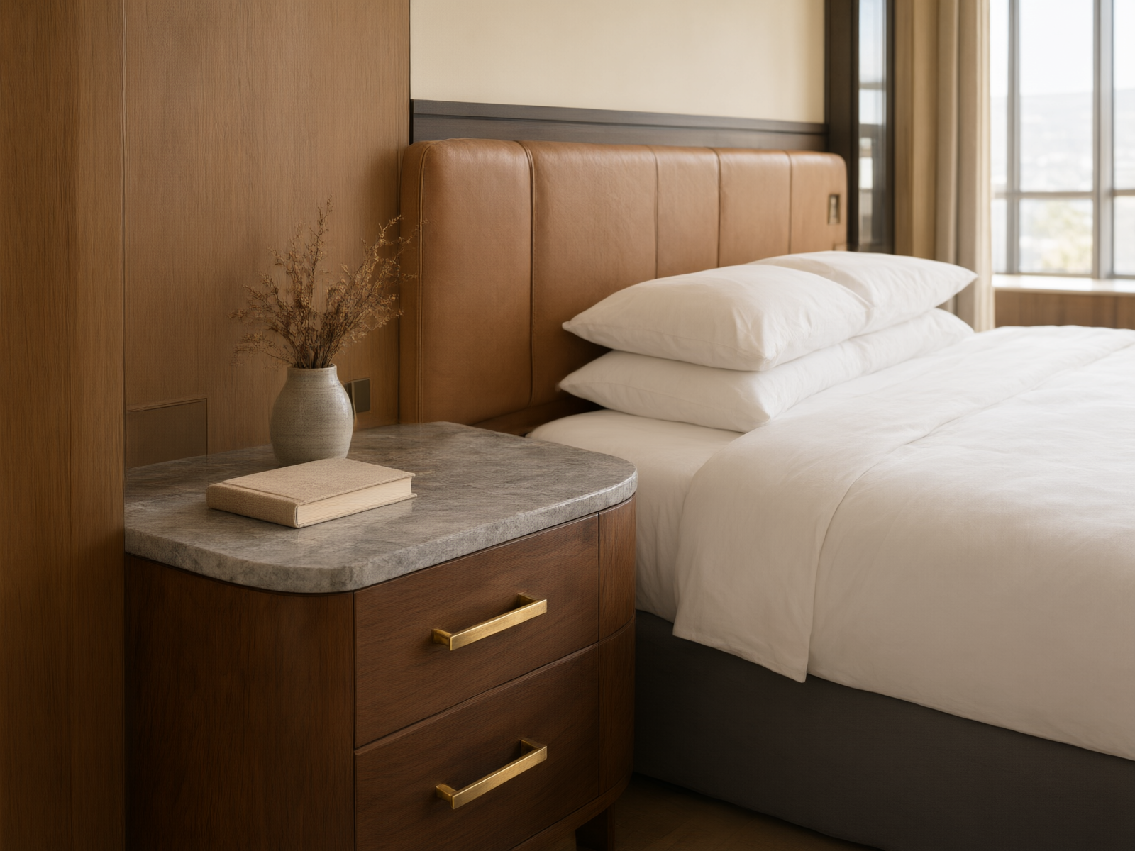 How do blueprints from an international firm become the furniture in a hotel room?