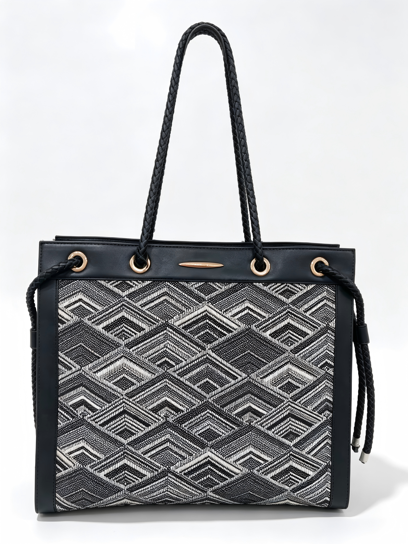 Geometric Pattern Tote - premium leather tote bags manufactured by Weilin