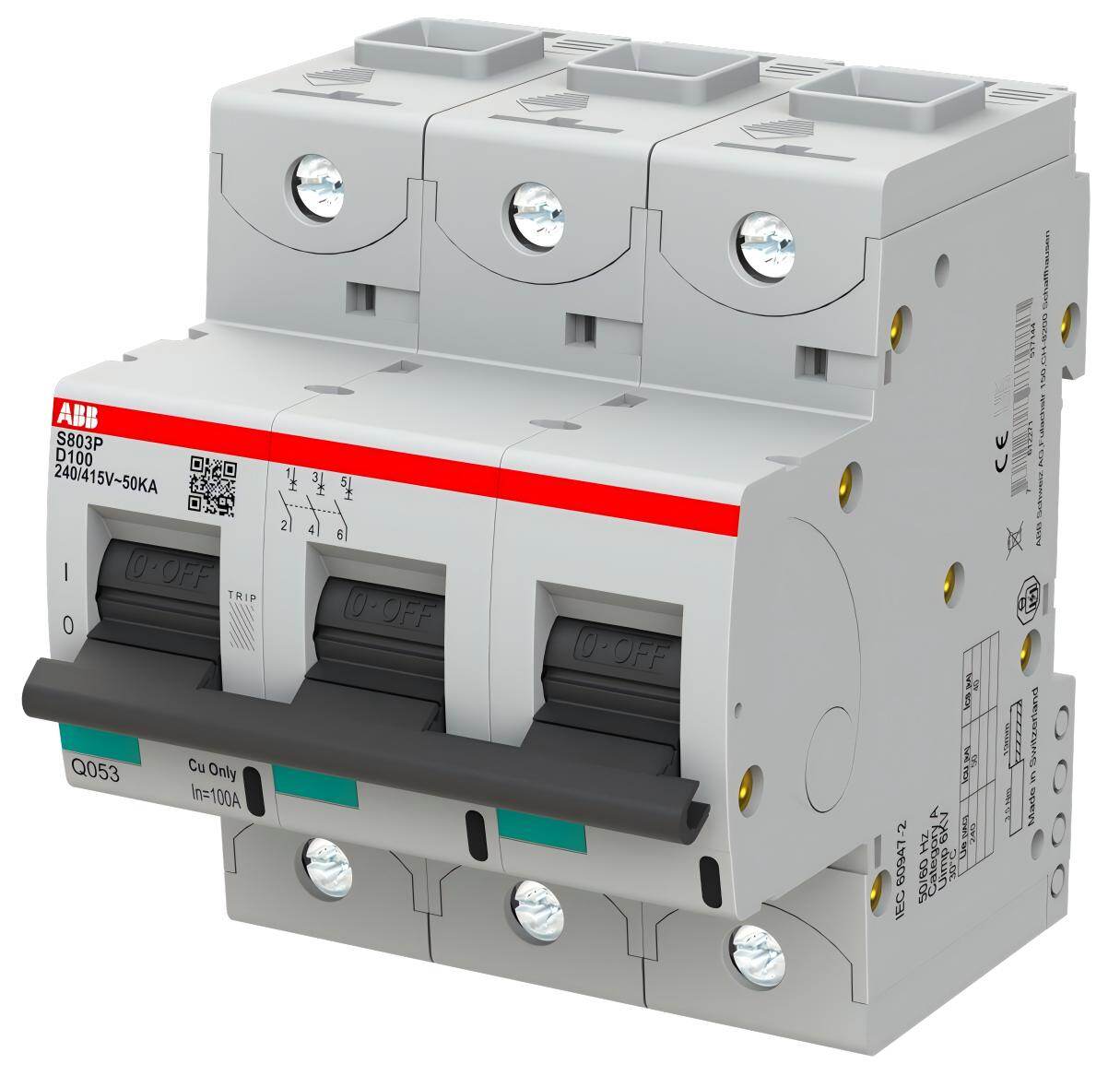 ABB S800 高性能微型断路器 | 125A | 50kA分断 | 光伏DC专用型号 | 终端高级保护