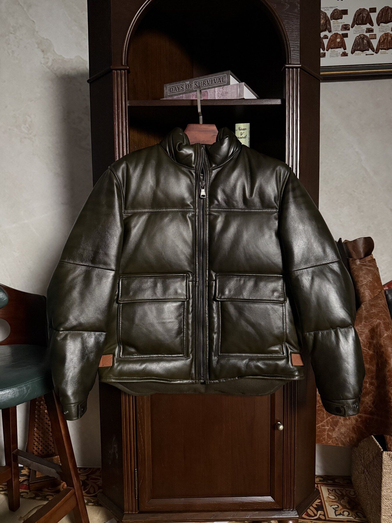 Green Quilted Jacket - front view