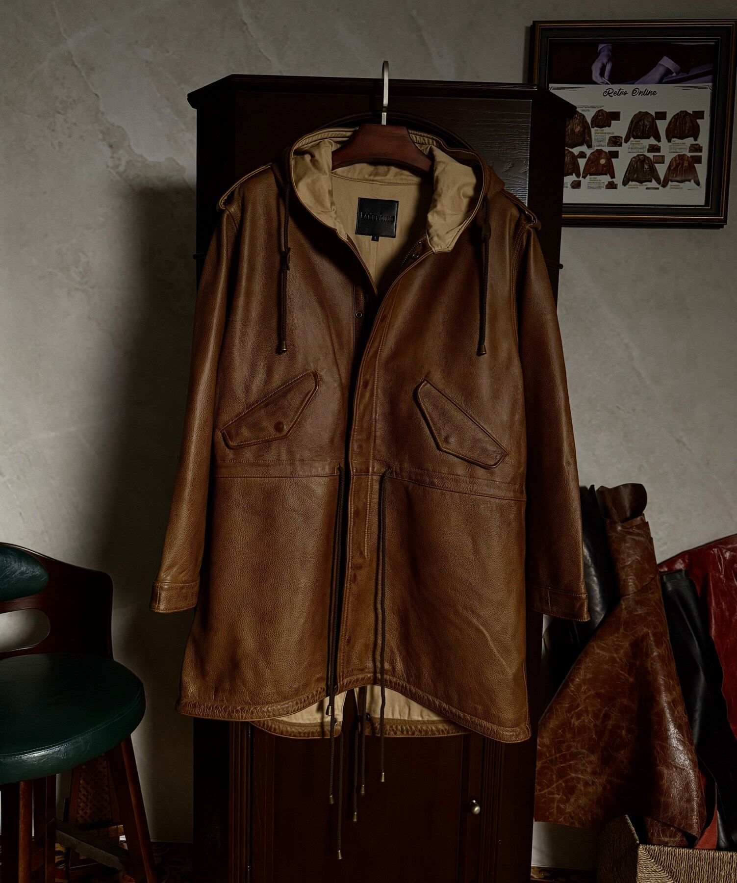 Tan M51 Hooded Coat - front view