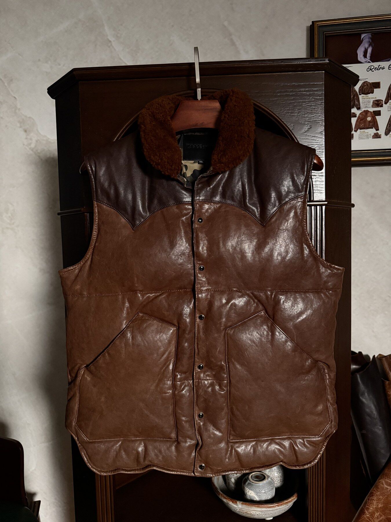 Brown Quilted Vest - front view