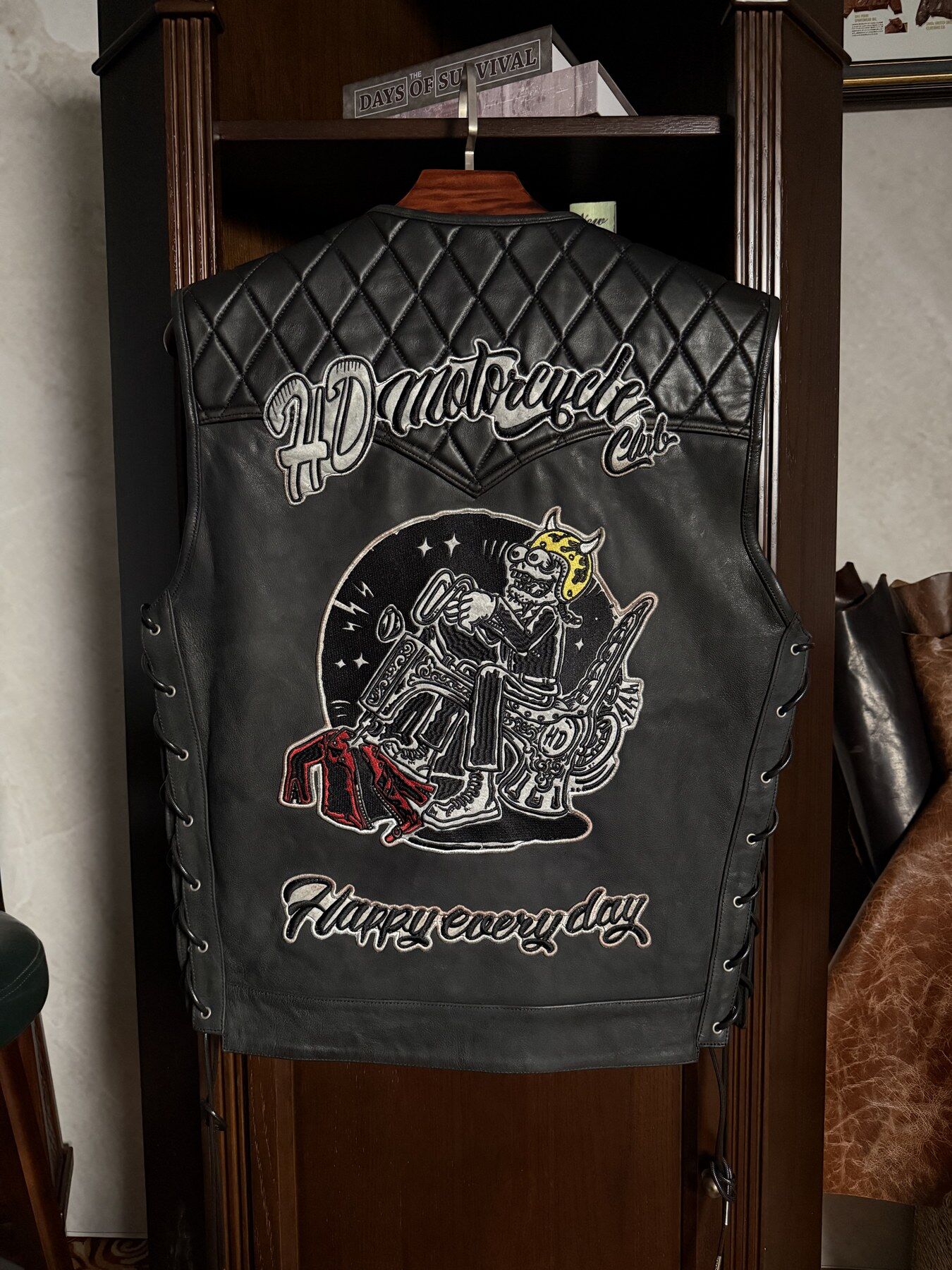 Black Embroidered Vest - back view