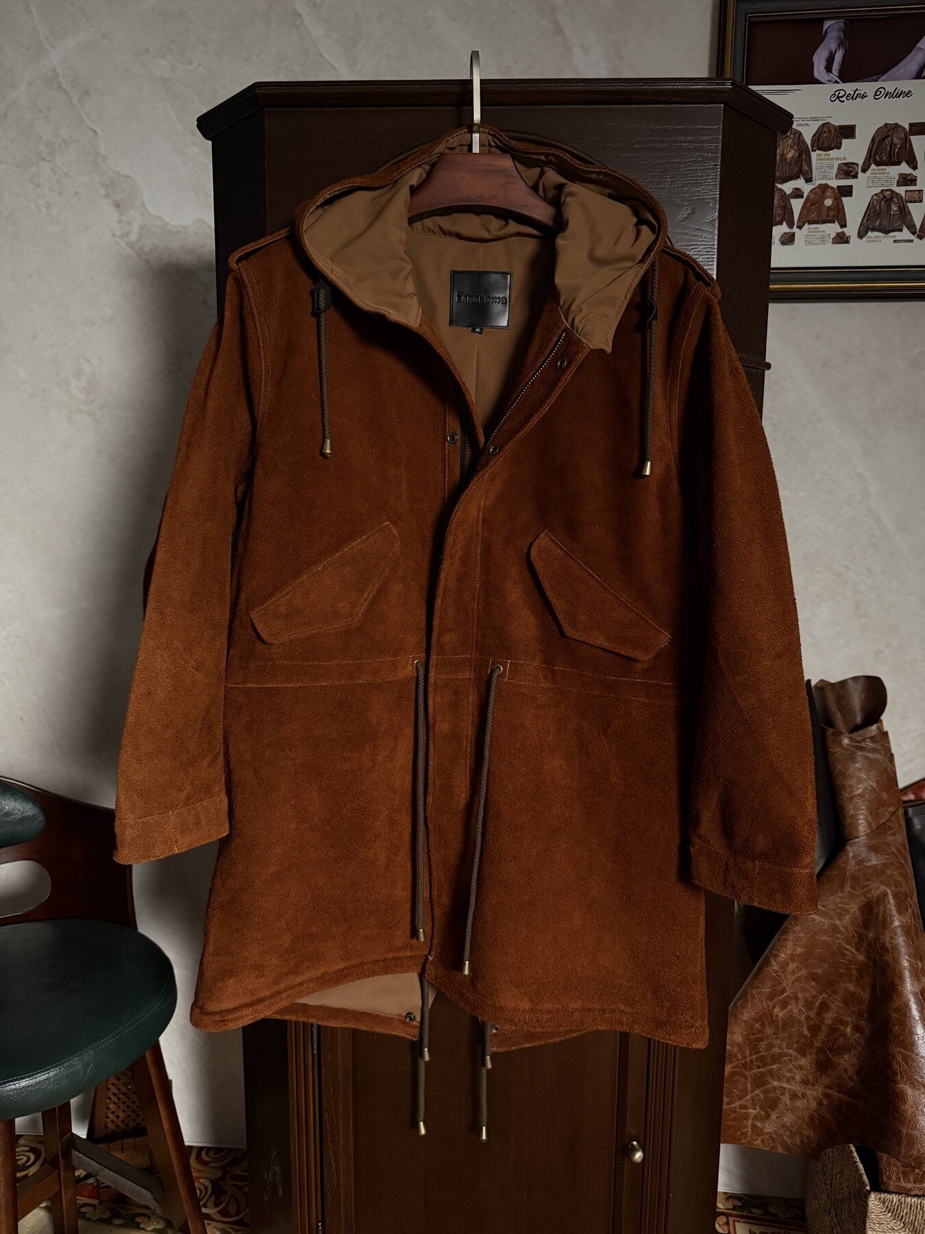 Brown M51 Hooded Coat - front view