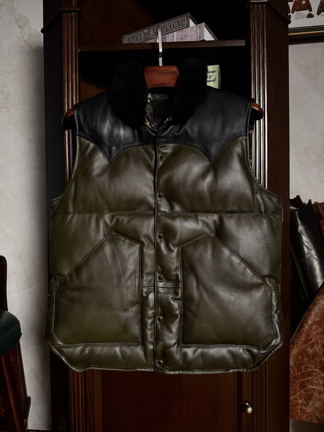 Green Quilted Vest - front view