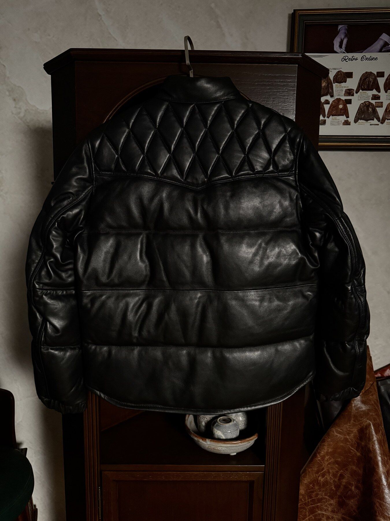 Black Diamond-Yoke Quilted Jacket - back view
