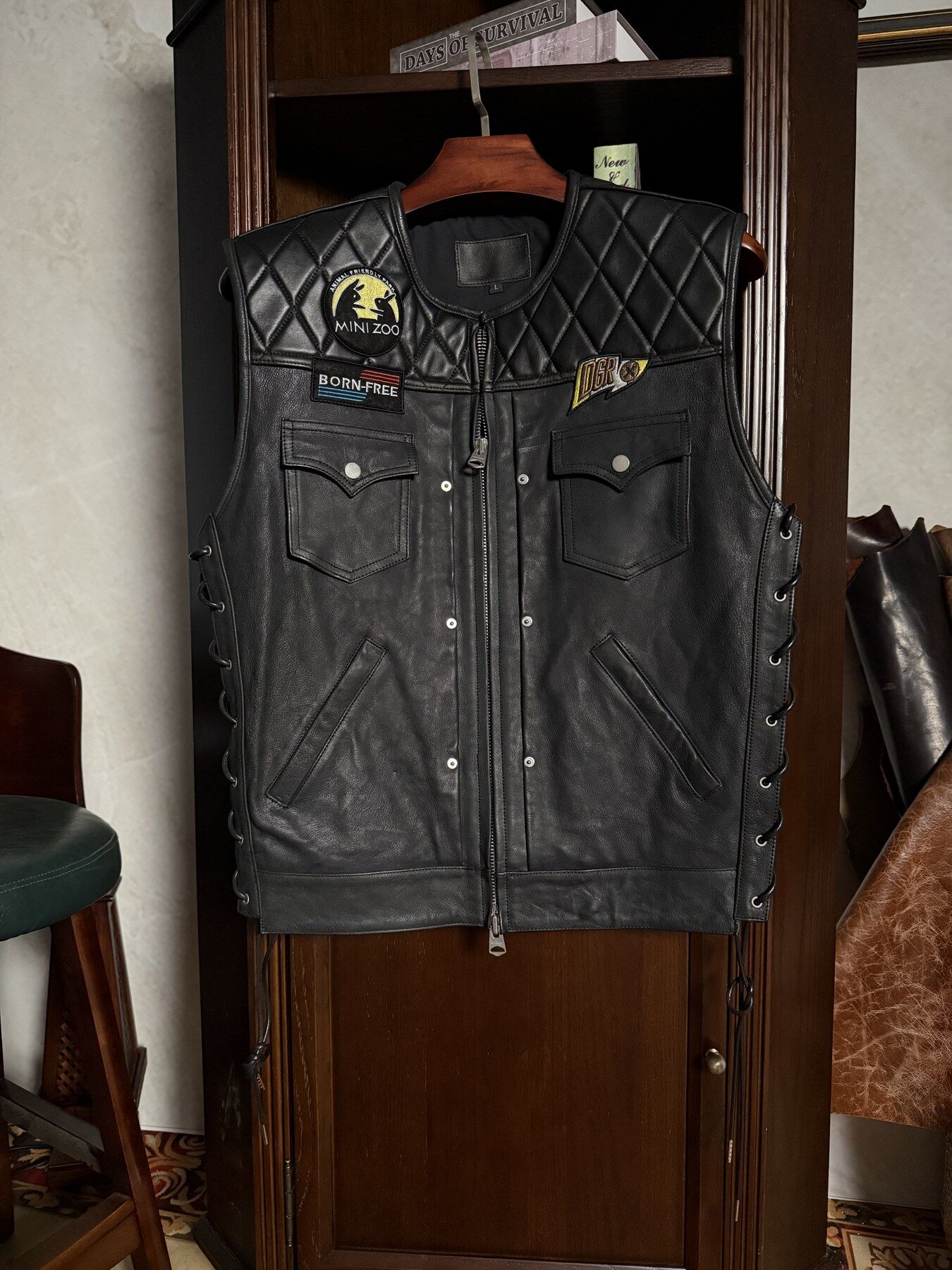 Black Embroidered Vest - front view