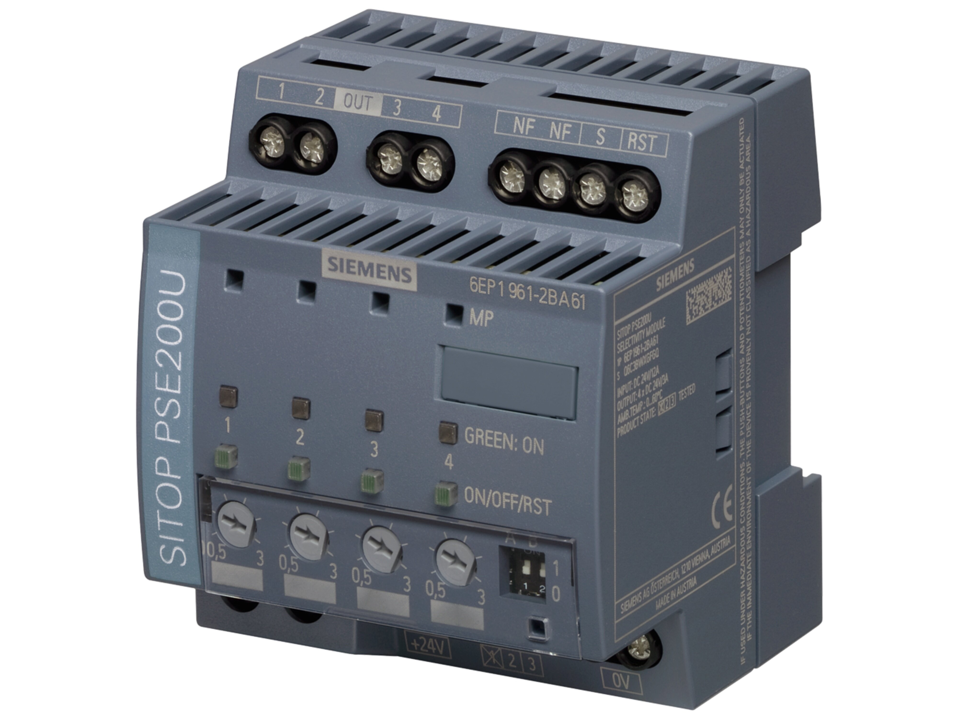 SITOP PSE200U 4 通道选择性保护模块 4×3A（NEC CLASS2，单路独立状态信号）