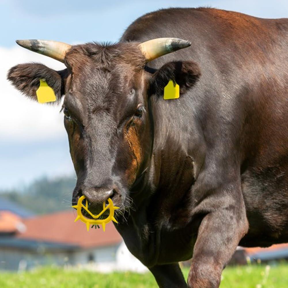 Cow Nose Thorn Plastic Calf Weaner Milk Sucking Preventer Calf Nose Ring Livestock Farm Tool Yellow 2