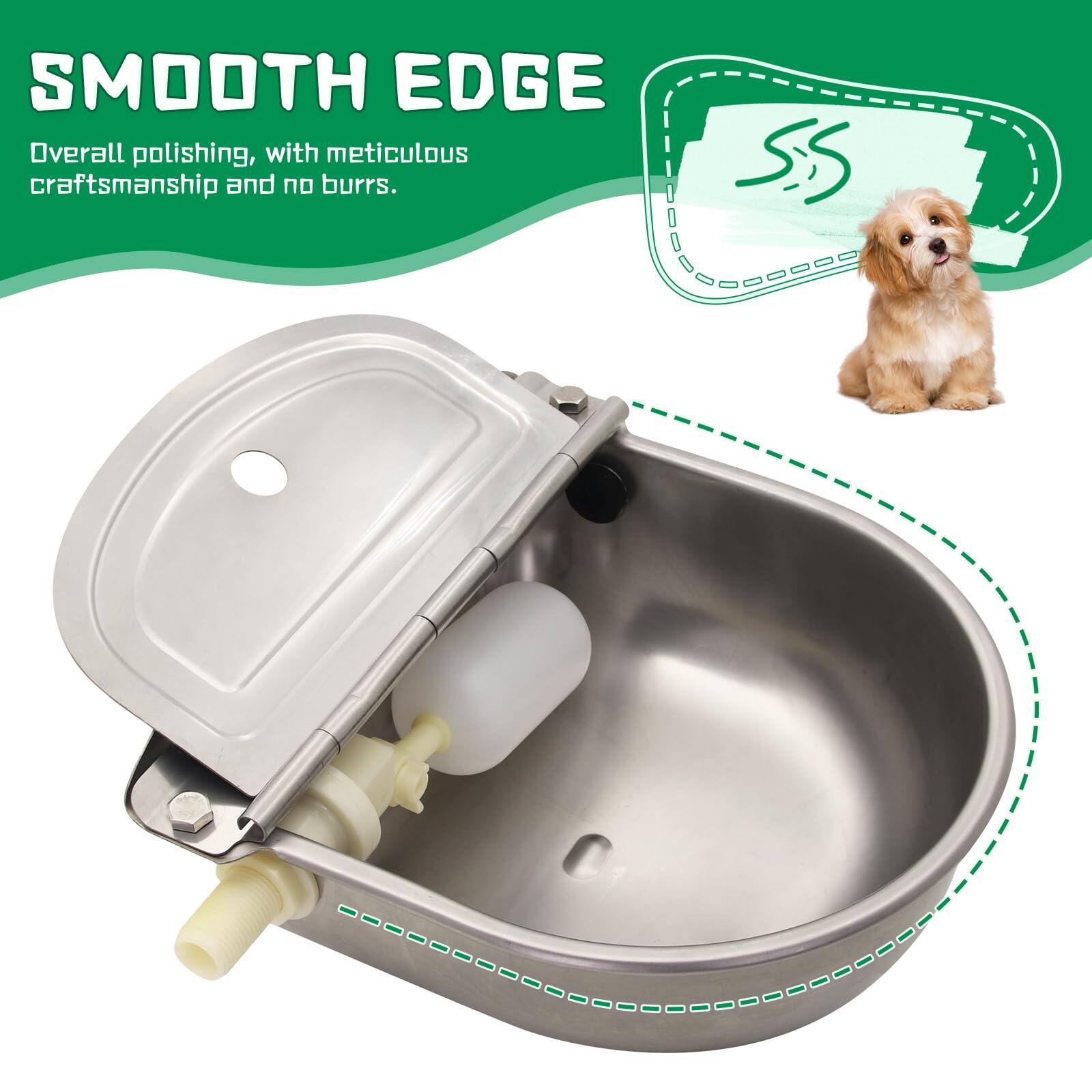 Automatic Dog Water Feeder 3L Stainless Steel Bowl for Chicken Cattle Sheep With Float Valve auto fill water Wall Mounted Livestock Waterer rust proof Keep Water Fresh Easy to Clean & install for Goat 3