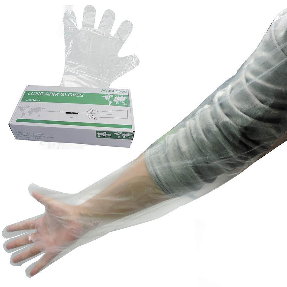 Long Disposable Gloves 100pcs Shoulder Length Long Arm for Veterinary Examination Protection Glove