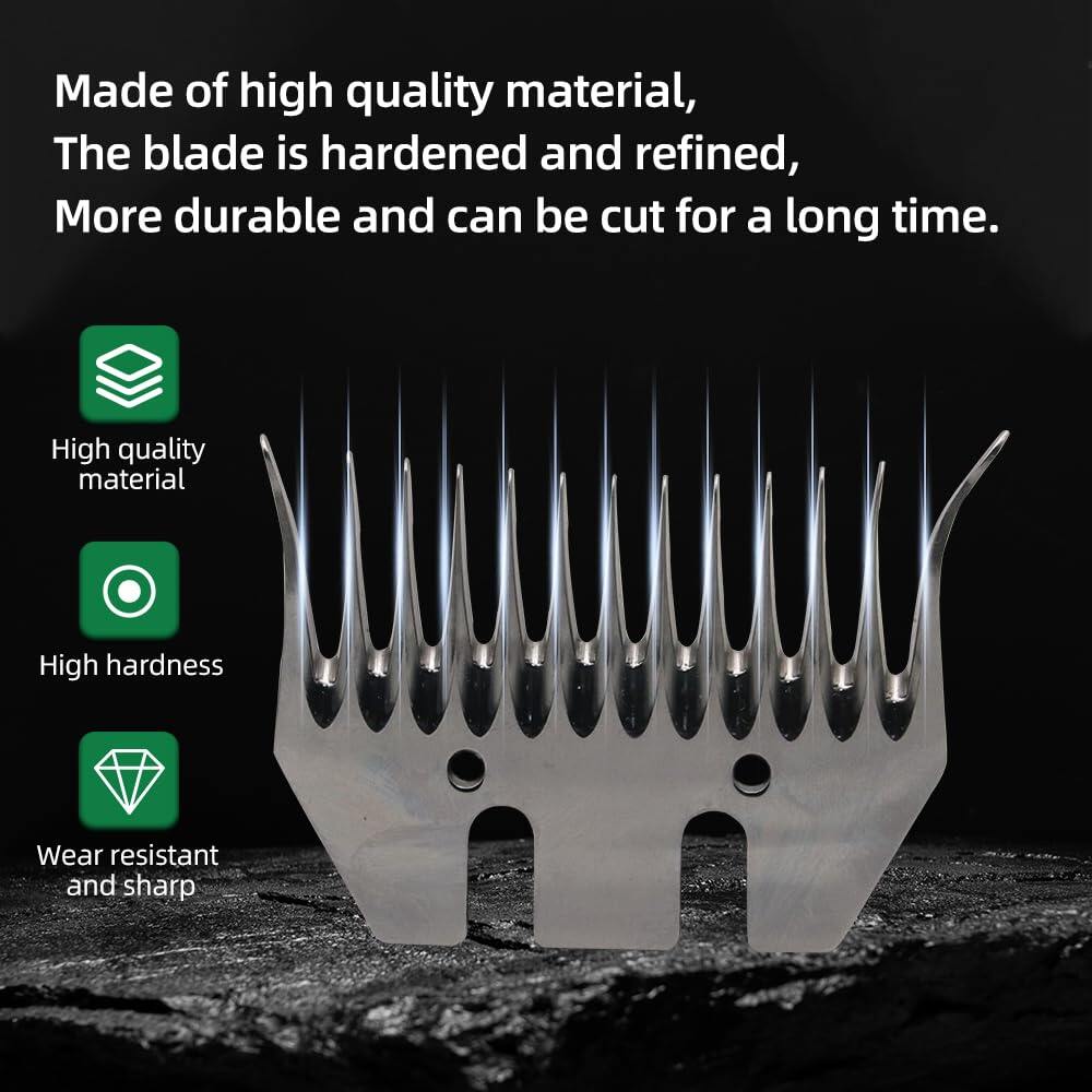 Sheep Shears Blades Curved Wool Shearing Comb and Cutter Blade Set for Alpaca Goats Wool Cutter Grooming Trimmer(13T Scimitar+Front Blade) 4