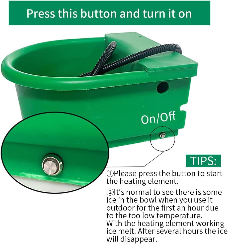 Automatic Heated Dog Water Bowl 1.3Gal 100W Outdoor for Chicken
US Plug chew‑proof Cord in Winter freezing temperatures water trough with float valve for Horses Sheep livestock Poultry 6