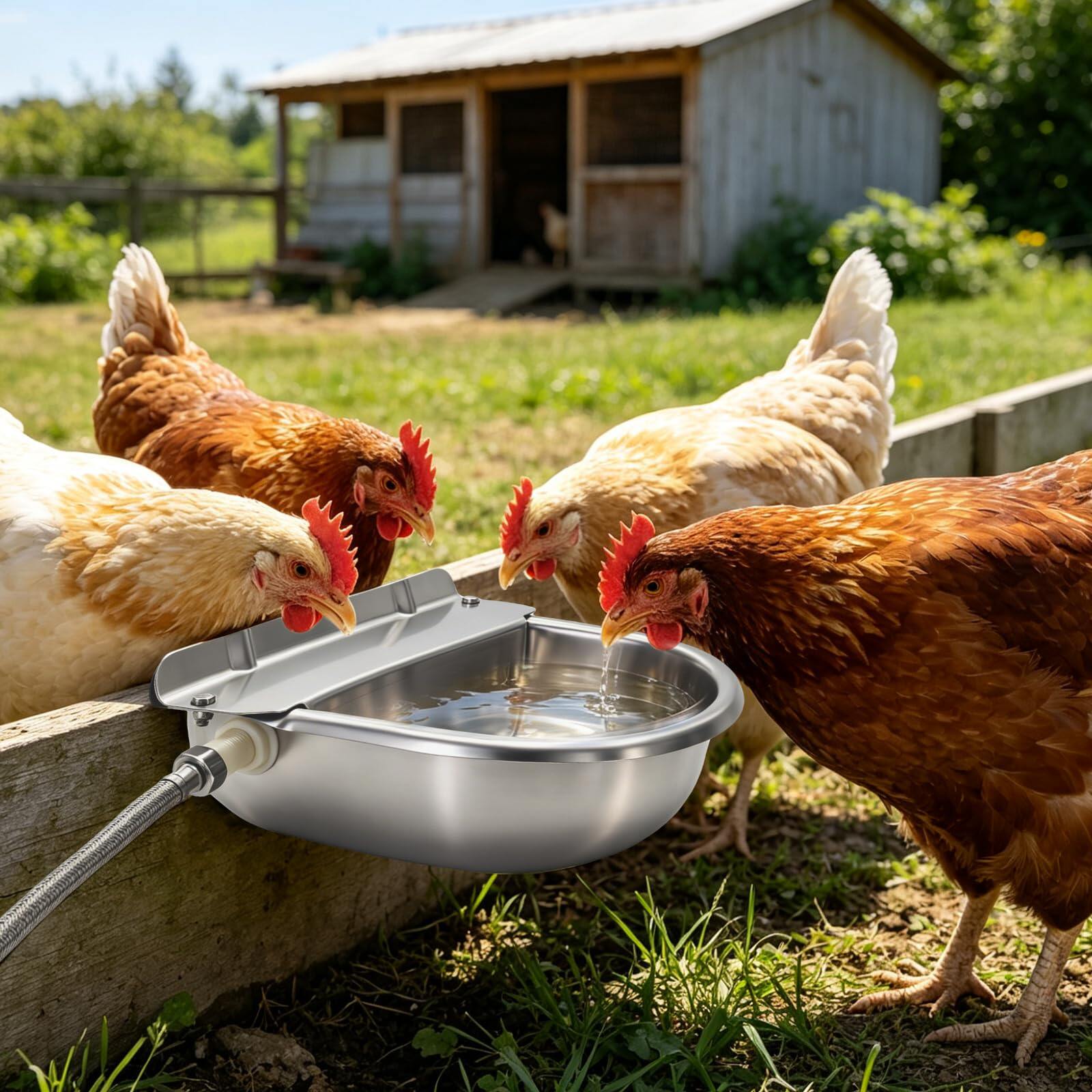Automatic Horse Waterer Large Livestock Water Bowl 1.35Gal Stainless Steel Trough for Cattle Cow Pig Sheep Pet Dog 4