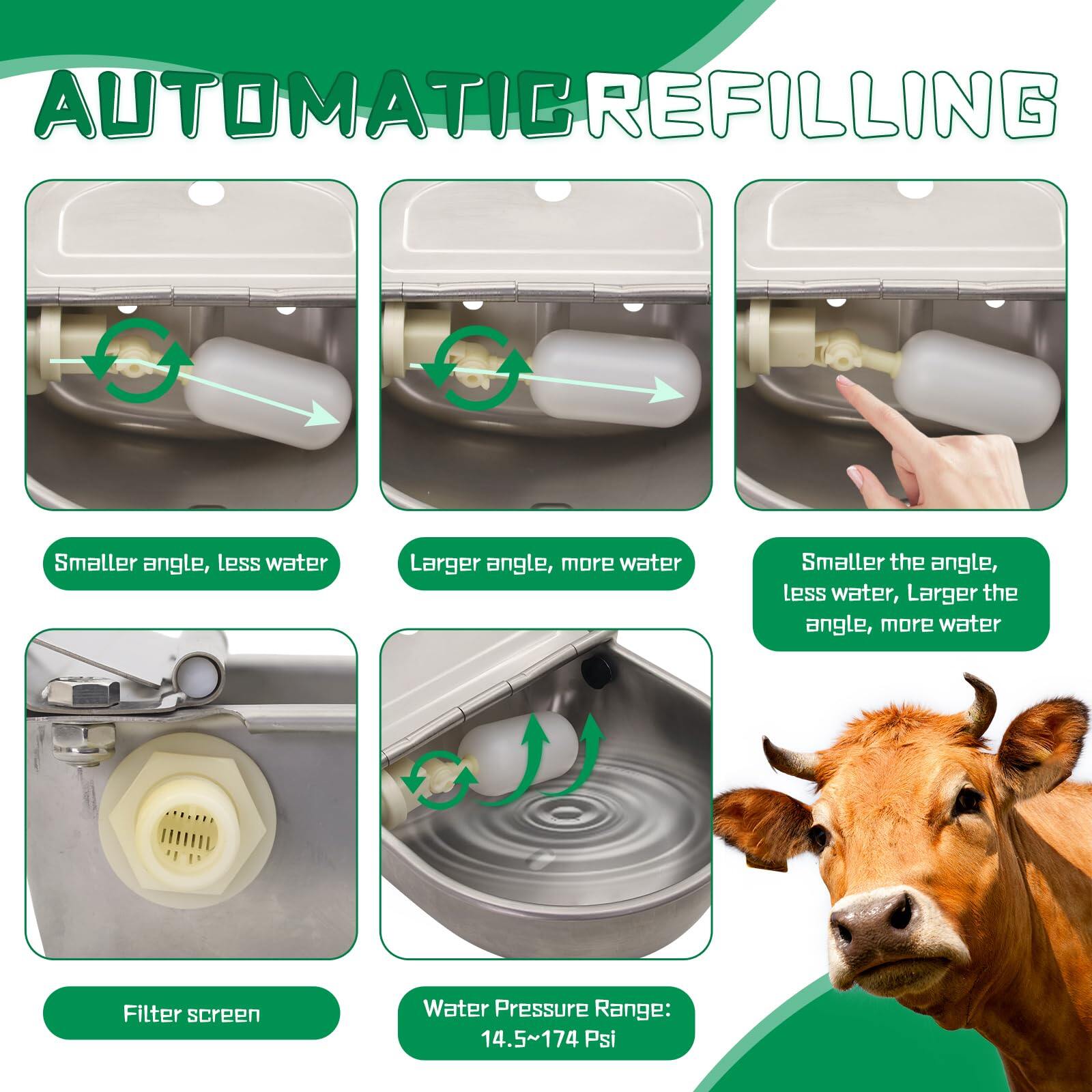 Automatic Dog Water Feeder 3L Stainless Steel Bowl for Chicken Cattle Sheep With Float Valve auto fill water Wall Mounted Livestock Waterer rust proof Keep Water Fresh Easy to Clean & install for Goat 2