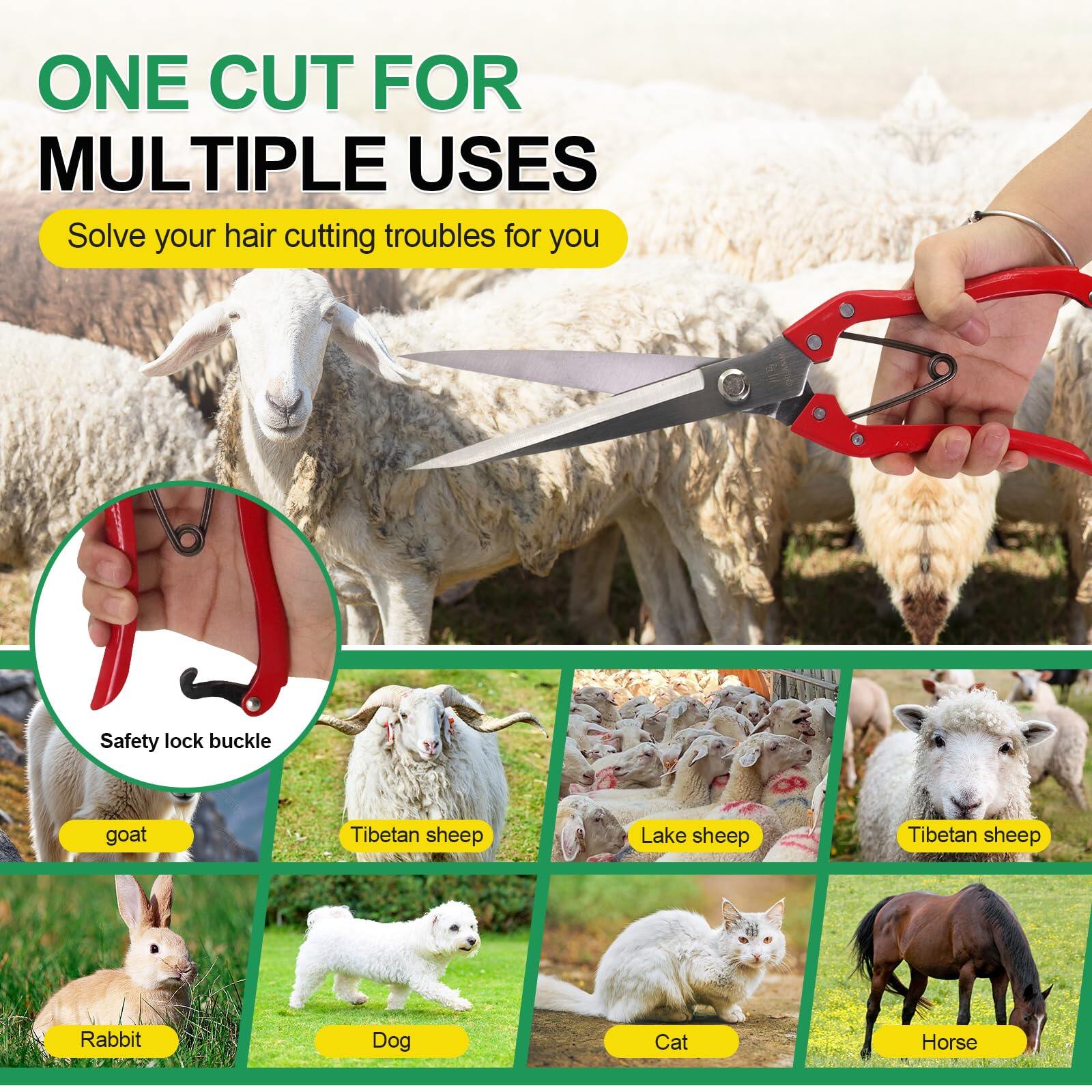 Manual Wool Shearing Shear Stainless Steel Trimming Scissor Long blades Multifunctional garden shears Craft Scissors with spring Red 5