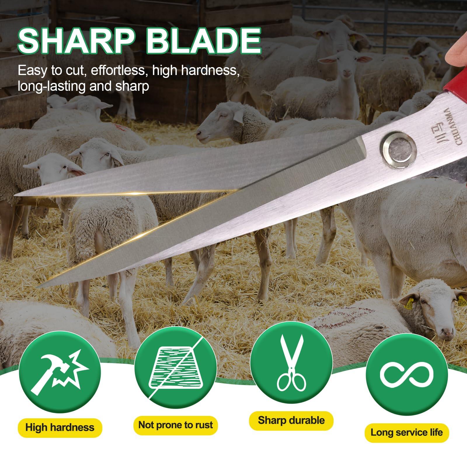 Manual Wool Shearing Shear Stainless Steel Trimming Scissor Long blades Multifunctional garden shears Craft Scissors with spring Red 6