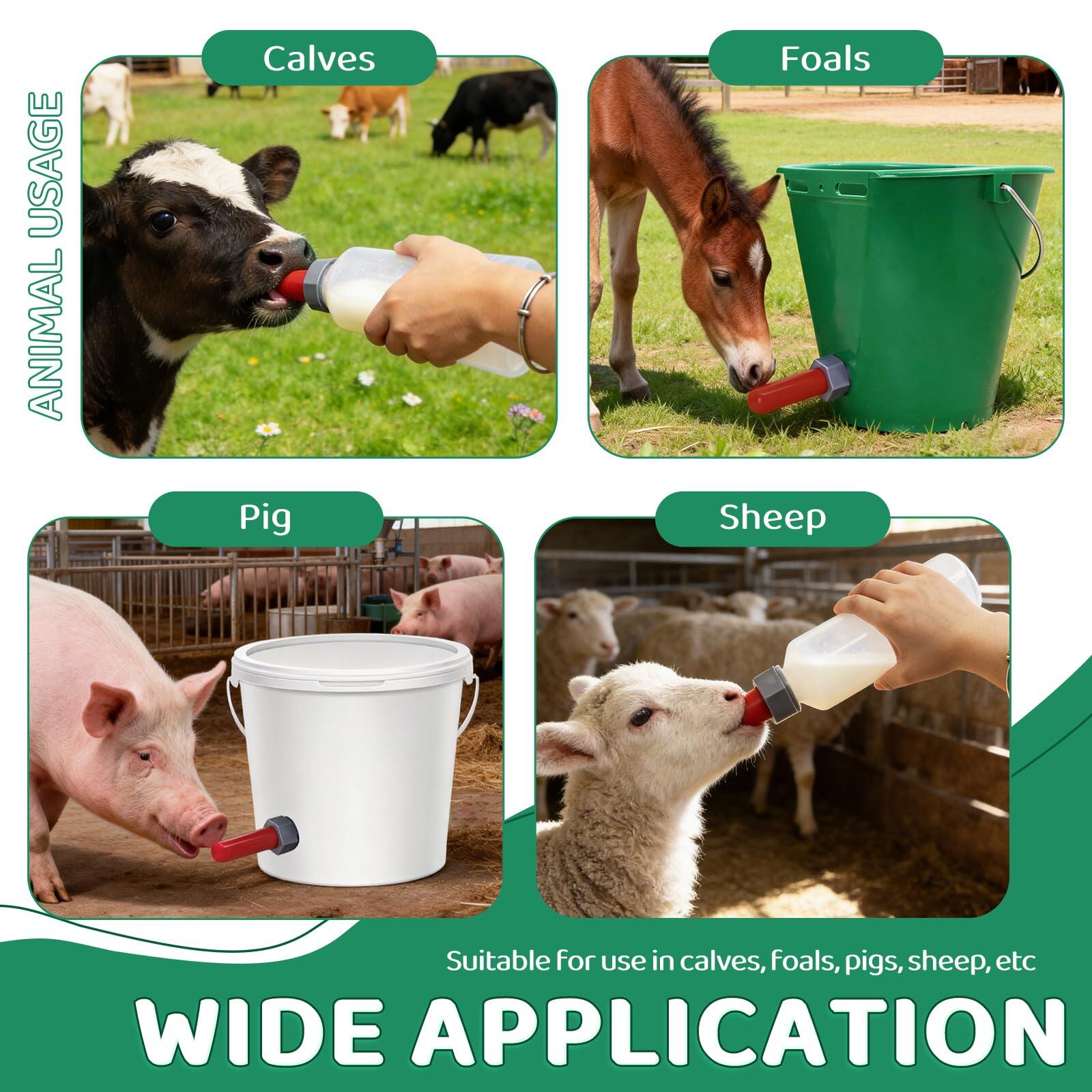 Calf Feeding Nipple 4 Set with Fixed Base Feeding Milk Bucket Teats for Baby Cow Cattle Horse Donkey 6
