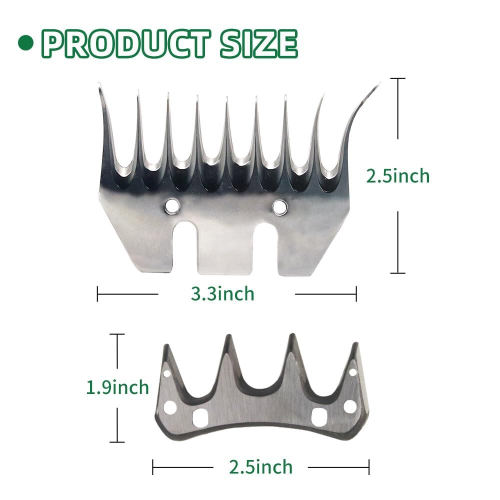 Sheep Shears Blades 9-Tooth Wool Shearing Comb and Cutter Blade Set for Alpaca Goats Wool Cutter Grooming Trimmer(9T Scimitar+Front Blade) 5