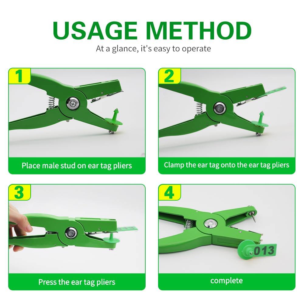 100Pcs Sheep Goat Ear Tags 001-100 Numbered Plastic with Applicator Pliers
Livestock Ear Tags for Goats Sheep Pigs, Animal Tracking Identification, Laser Printed for Easy Farm Management (Green) 4