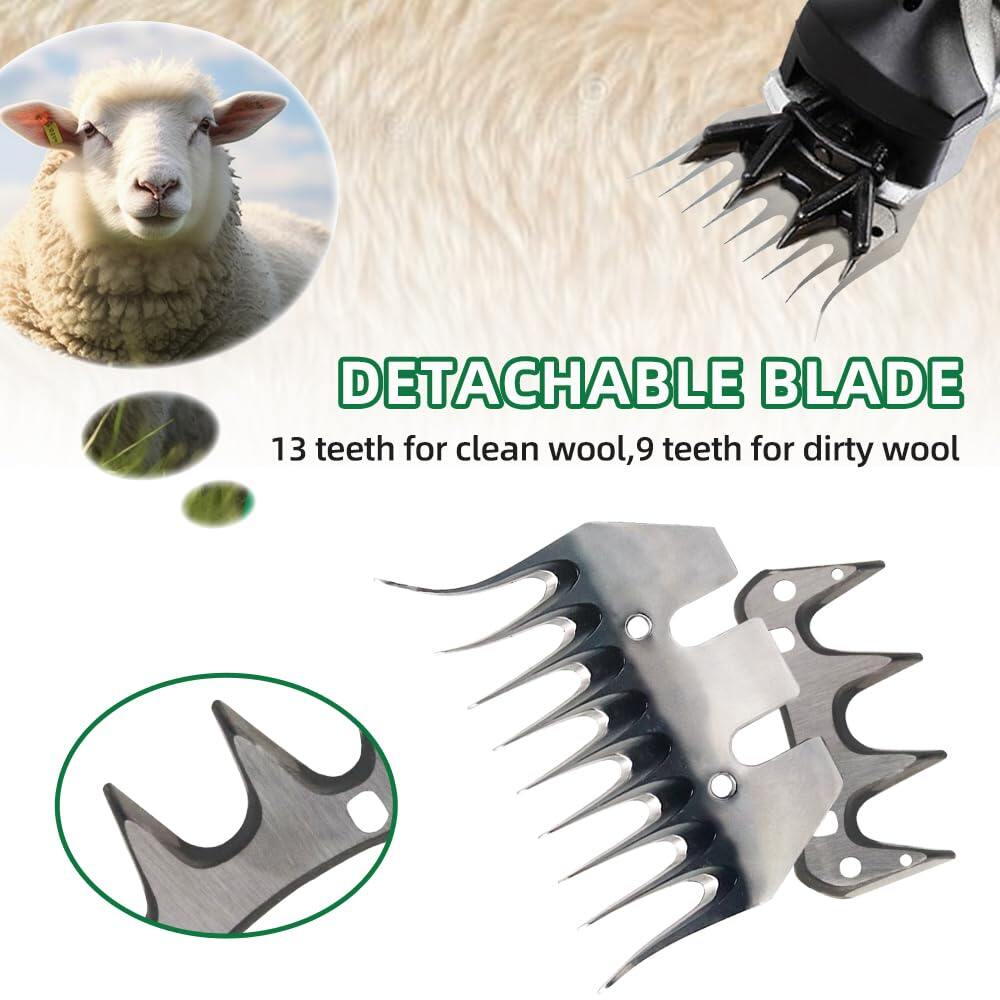 Sheep Shears Blades 9-Tooth Wool Shearing Comb and Cutter Blade Set for Alpaca Goats Wool Cutter Grooming Trimmer(9T Scimitar+Front Blade) 2