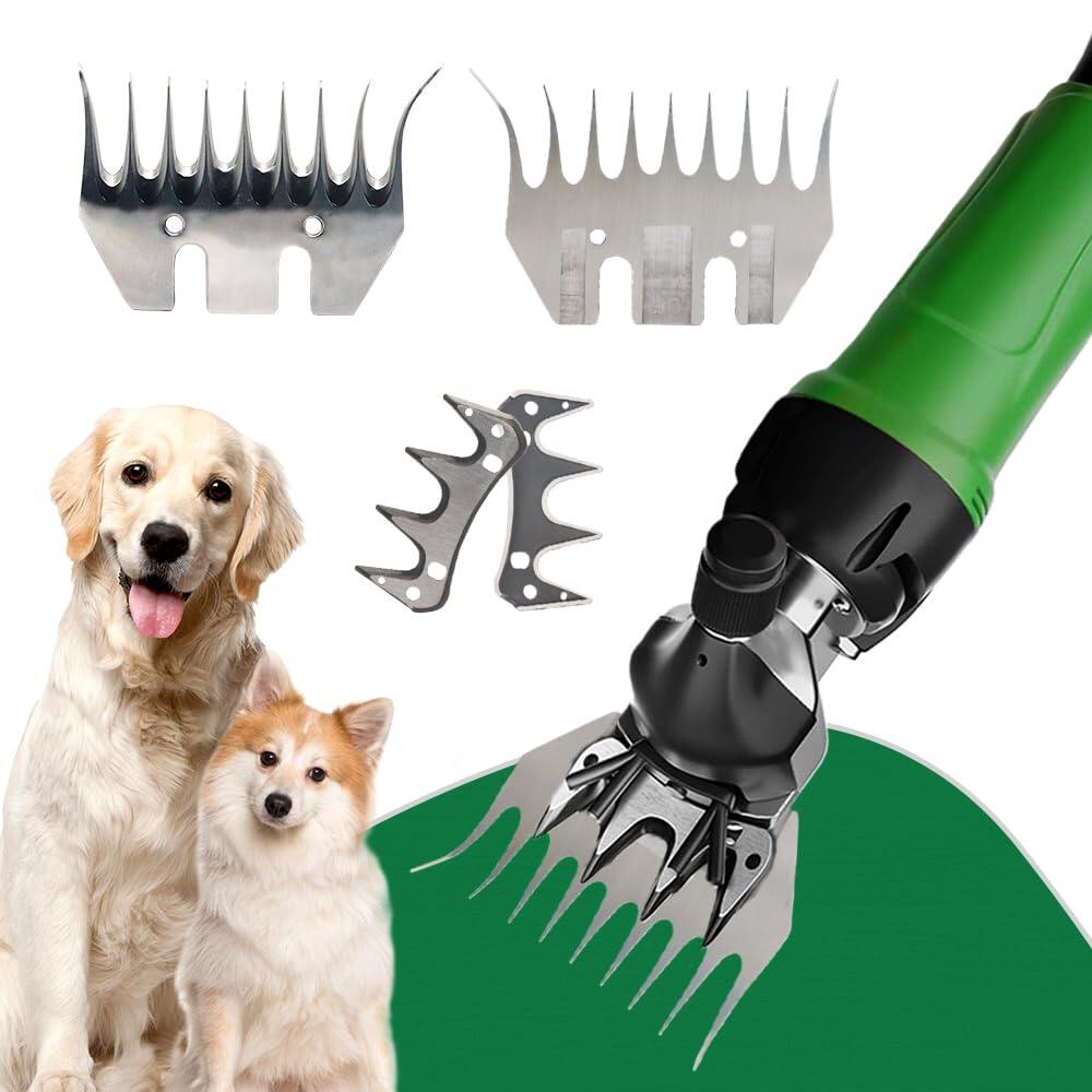 Sheep Shears Blades 9-Tooth Wool Shearing Comb and Cutter Blade Set for Alpaca Goats Wool Cutter Grooming Trimmer(9T Scimitar+Front Blade) 4