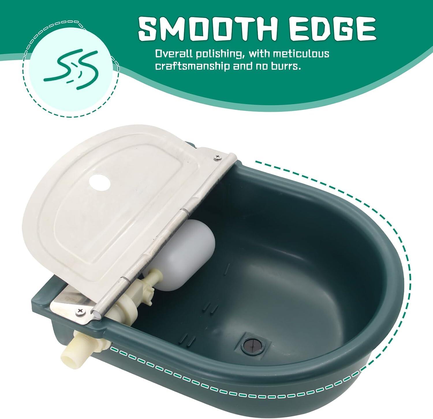 Automatic 1.2 Gallon Water Trough Cow Cattle Horse Water Bowls with Float Valve Livestock Tool Bowl for Cat Goat Sheep Dog Animal Drinking Equipment 7