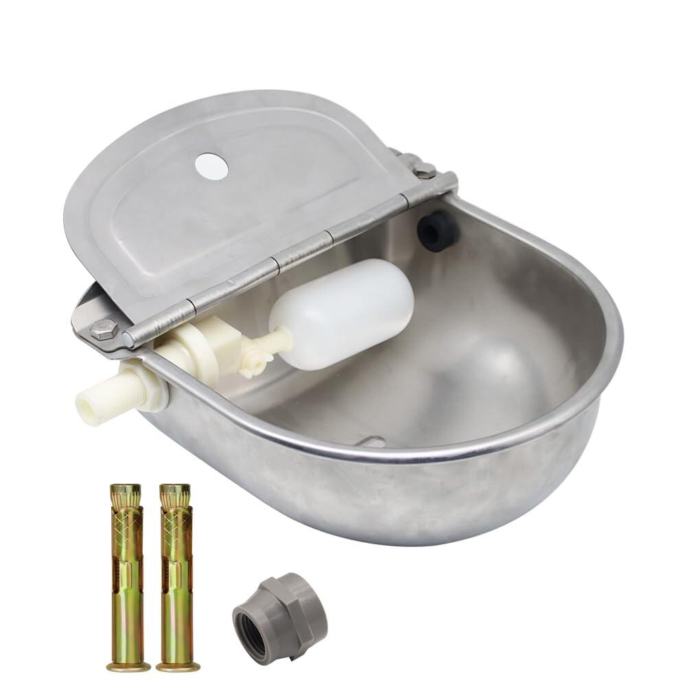 Automatic Dog Water Feeder 3L Stainless Steel Bowl for Chicken Cattle Sheep With Float Valve auto fill water Wall Mounted Livestock Waterer rust proof Keep Water Fresh Easy to Clean & install for Goat
