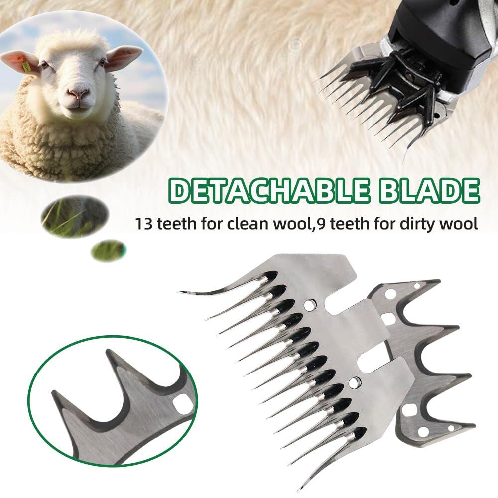 Sheep Shears Blades Curved Wool Shearing Comb and Cutter Blade Set for Alpaca Goats Wool Cutter Grooming Trimmer(13T Scimitar+Front Blade) 2