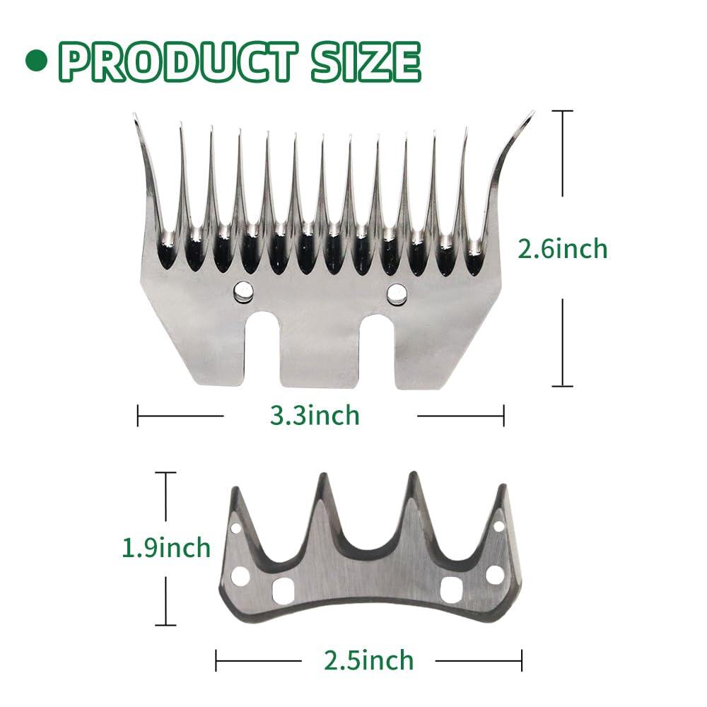 Sheep Shears Blades Curved Wool Shearing Comb and Cutter Blade Set for Alpaca Goats Wool Cutter Grooming Trimmer(13T Scimitar+Front Blade) 7