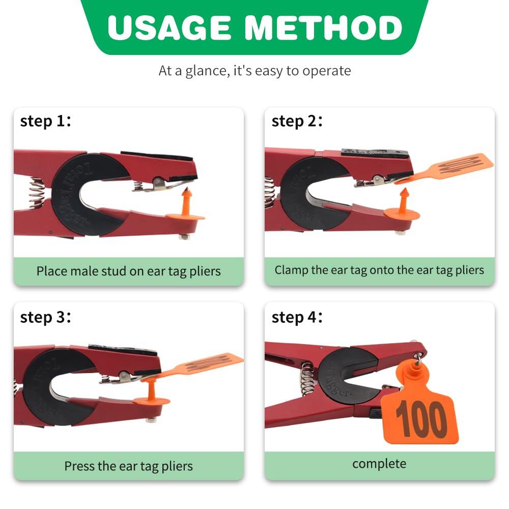 Cattle Ear Tags 001-100 Numbered Plastic with Applicator Pliers (Orange)
Livestock Ear Tag for Cow Sheep Calf Goat Pig, Animal Identification Ranch & Farm Herd Tracking, Laser-printed Fade-Resistant 5