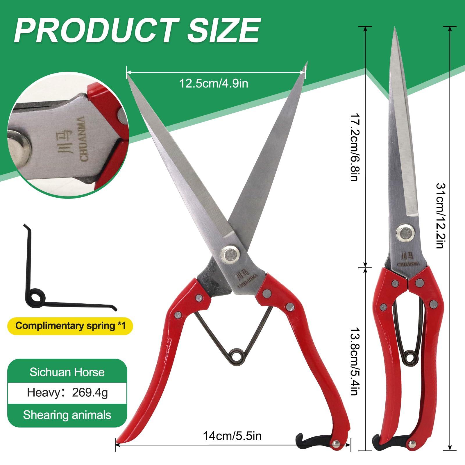 Manual Wool Shearing Shear Stainless Steel Trimming Scissor Long blades Multifunctional garden shears Craft Scissors with spring Red 3