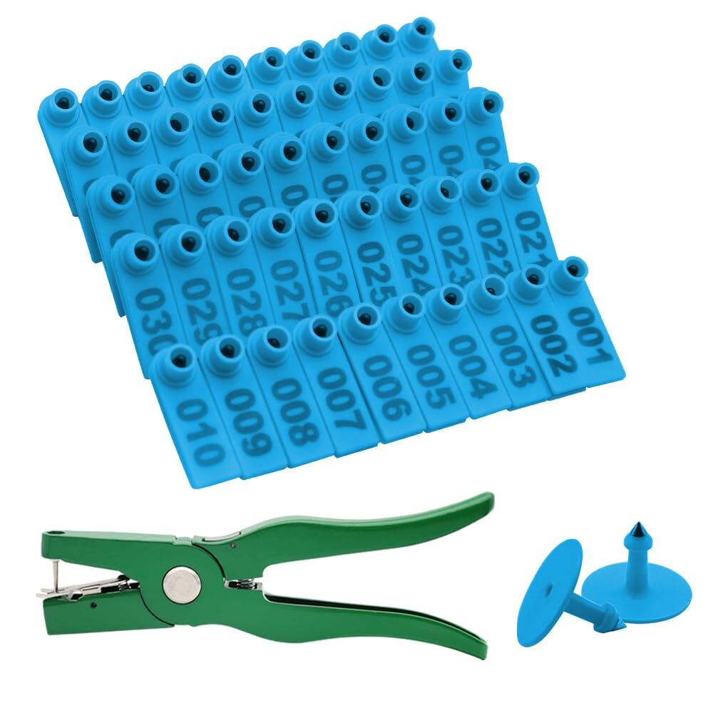 100Pcs Sheep Goat Ear Tags 001-100 Numbered Plastic with Applicator Pliers
Livestock Ear Tags for Goats Sheep Pigs, Animal Tracking Identification, Laser Printed for Easy Farm Management (Blue)