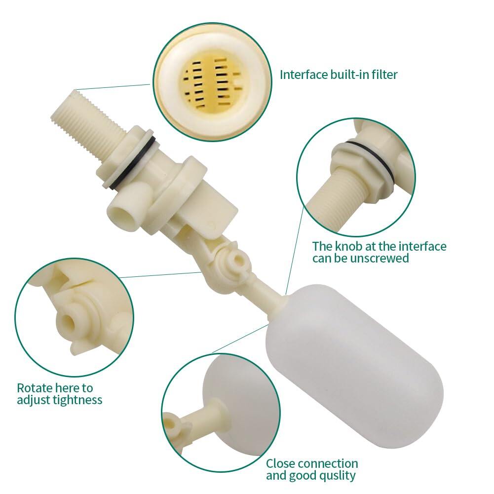 Float Valve 2Pcs Water Float Ball Automatic Water Level Control for Fish Aquarium Cattle Horse Pig Water Bowl Trough Tank 5