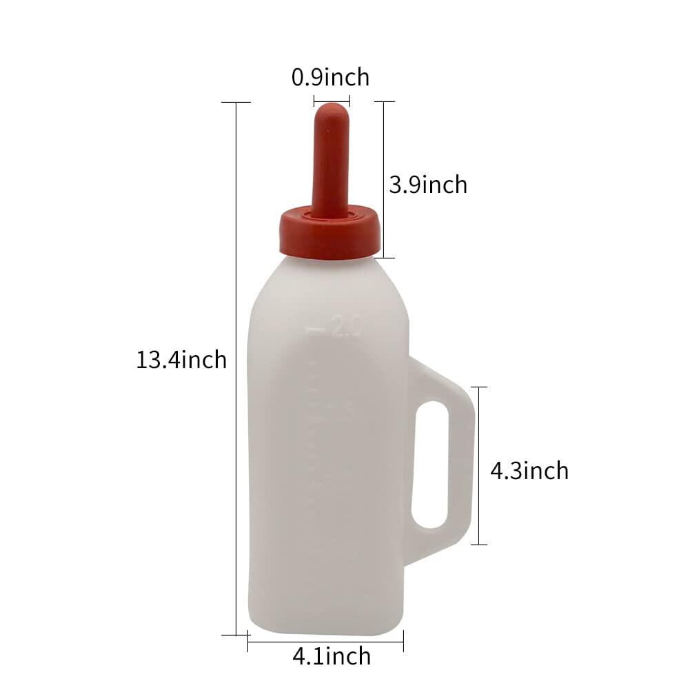 Calf Bottle with a Replacement Nipple 2.11 Quart Milk Feeder Nursing Feeding Bottle 3