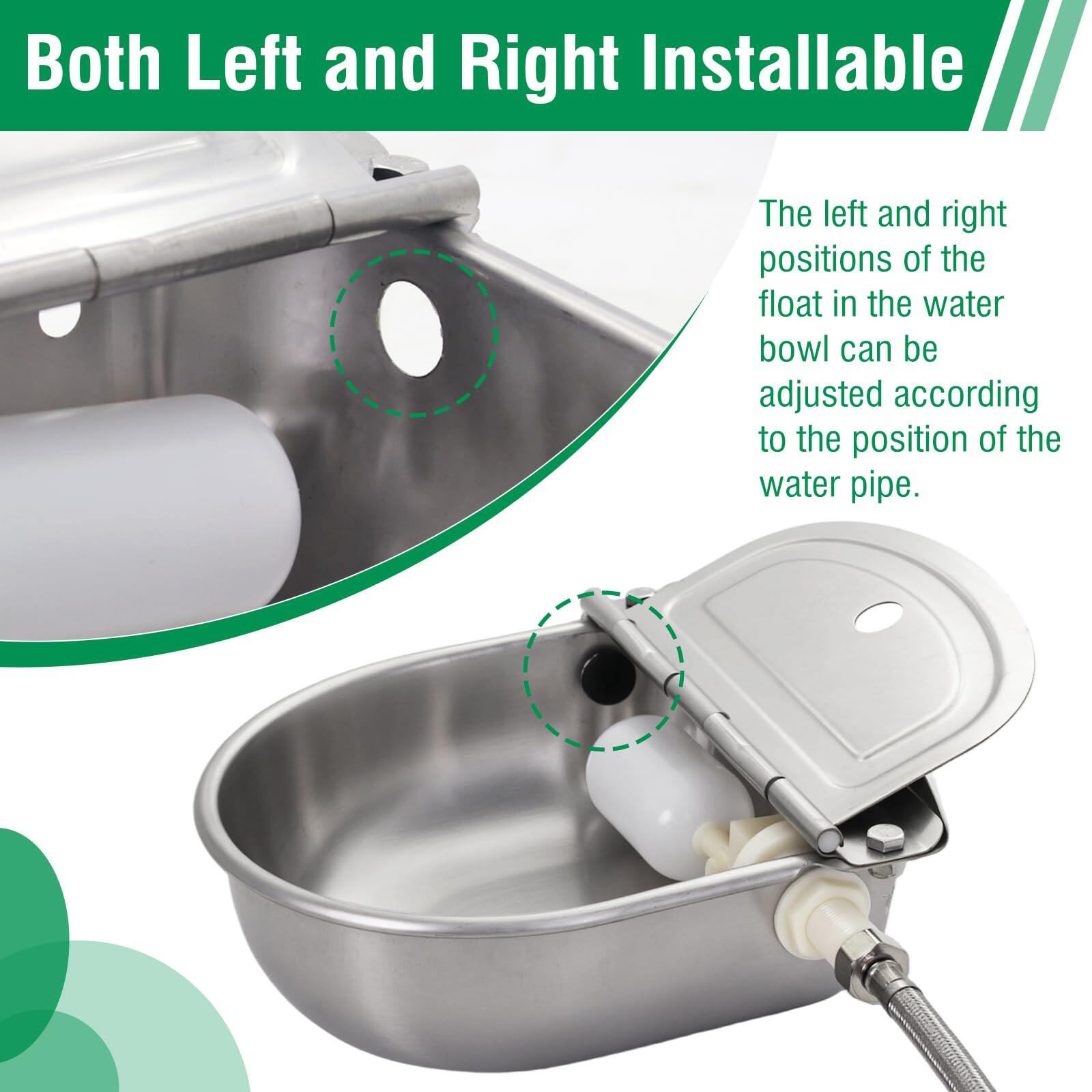 Stainless Steel Automatic Livestock Waterer with Float Valve & Water Hose Self Filling Automatic Animal Drinking Water Bowl, Wall Mounted for Dogs,Horse,Calf,Chicken,Goat Livestock Animal Drinking 4