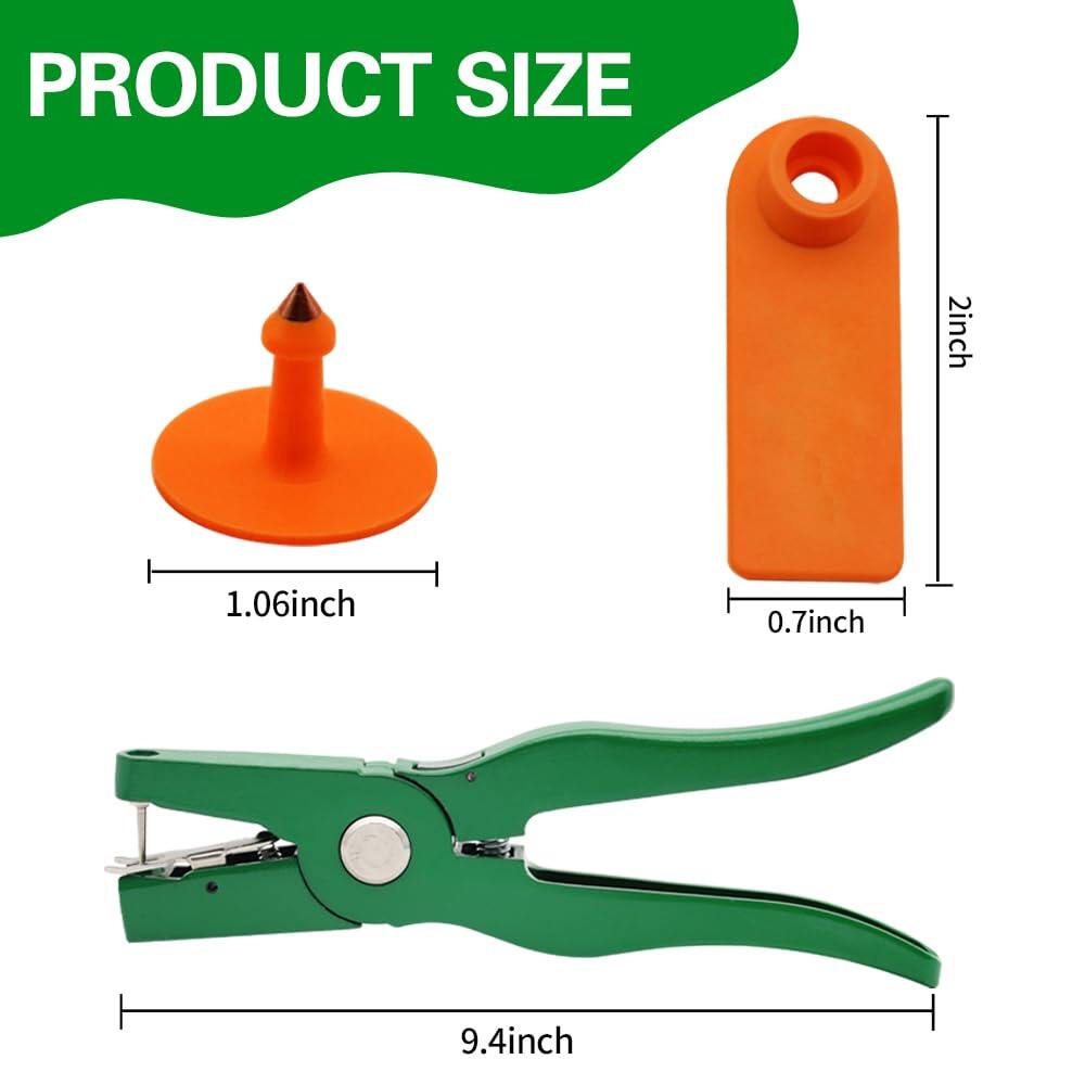 100Pcs Sheep Goat Ear Tags 001-100 Numbered Plastic with Applicator Pliers Livestock Ear Tags for Goats Sheep Pigs, Animal Tracking Identification, Laser Printed for Easy Farm Management (Orange) 2