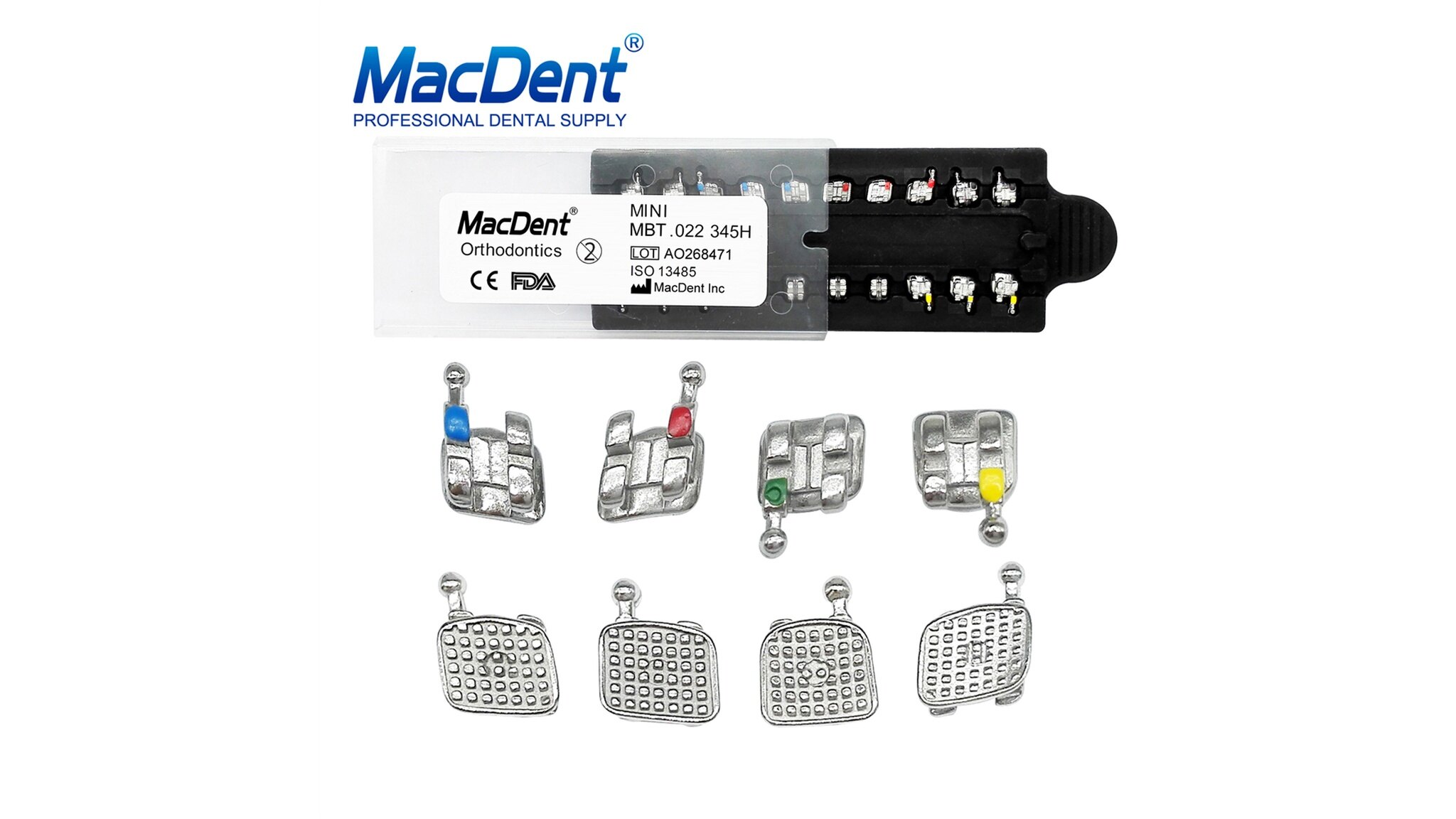 MacDent Dental Orthodontic Metal Brackets Braces Mini Roth MBT 018 022 345 Hooks