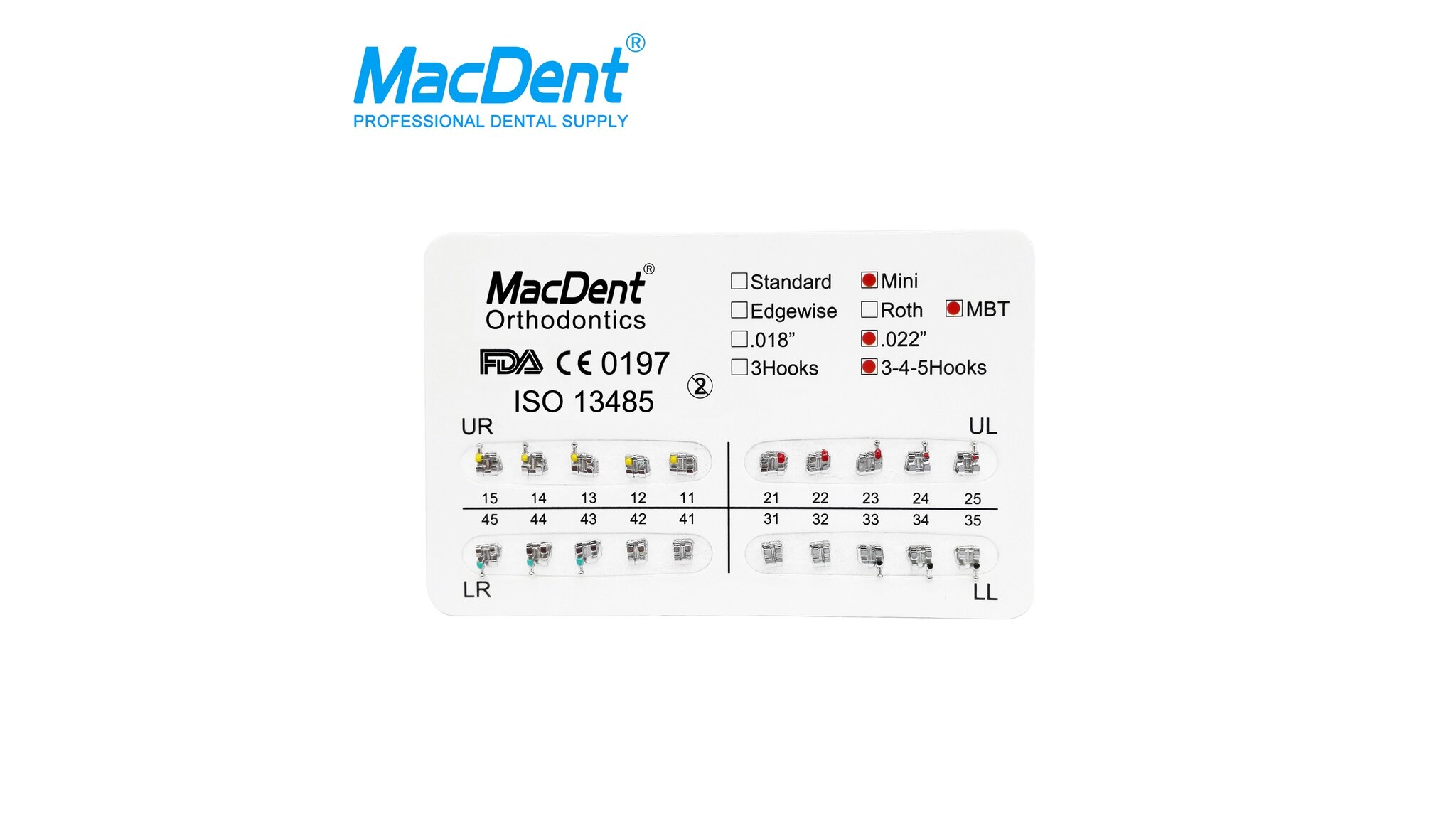 MacDent Dental Orthodontic Mesh Base Metal Brackets
