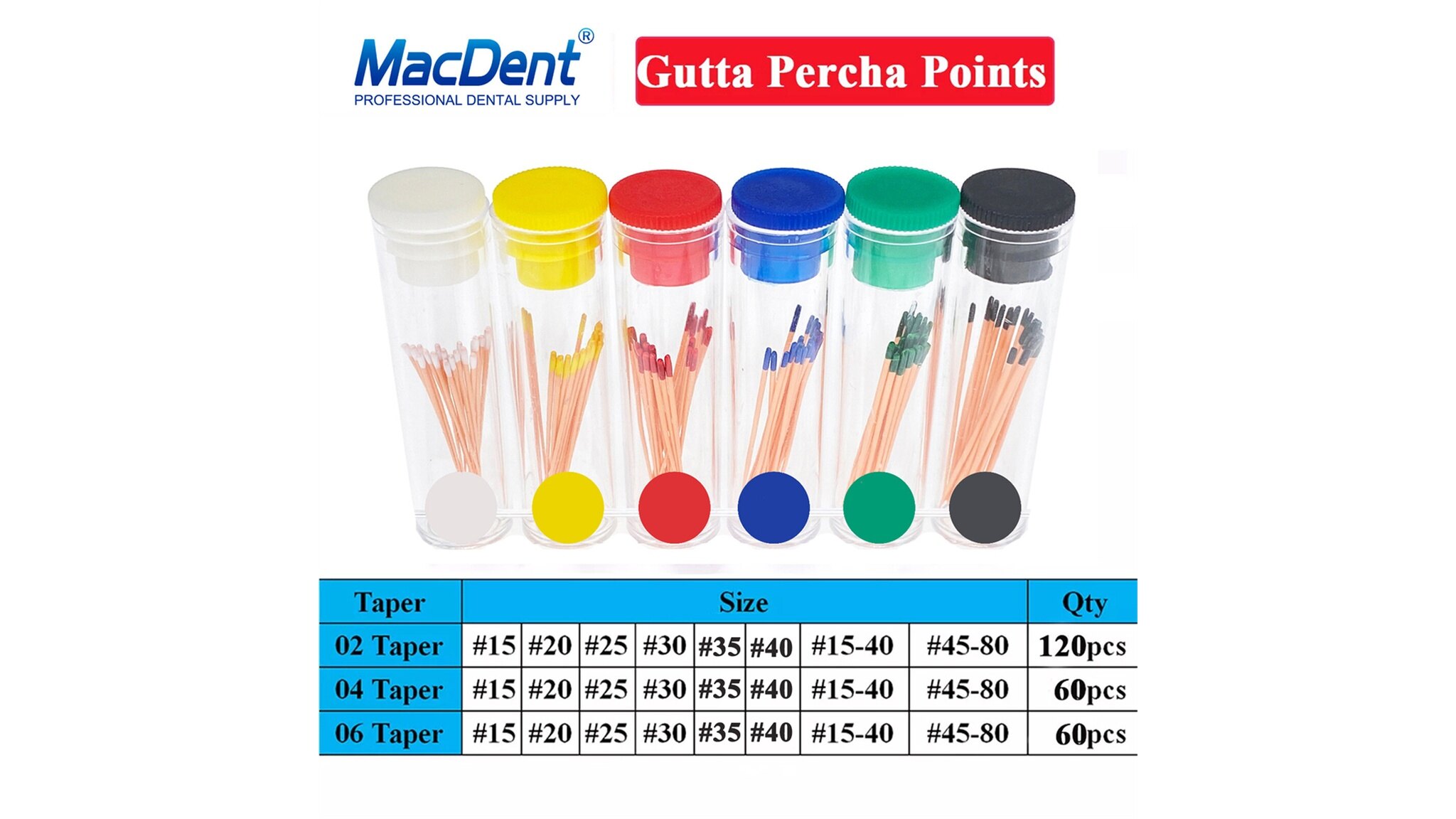 MacDent Dental Endo Gutta Percha Points/Absorbent Paper Points