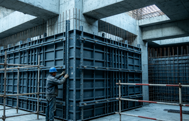 Steel formwork reinforcement for civil defense projects