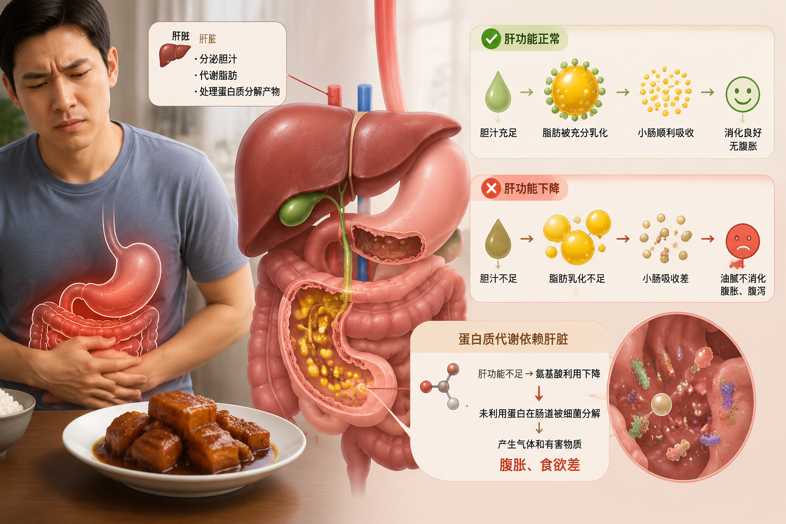 肝不好会影响消化吗?2026年腹胀食欲差油腻不消化背后的肝因素