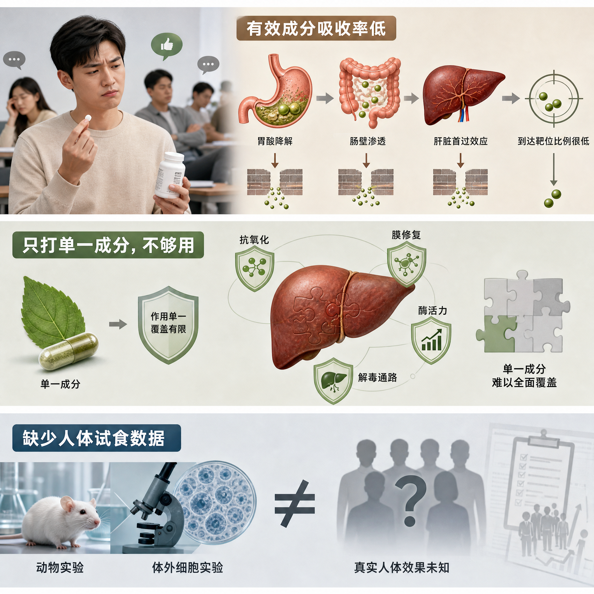 护肝片到底有用吗?2026年市面常见护肝方案为什么吸收率是最大短板
