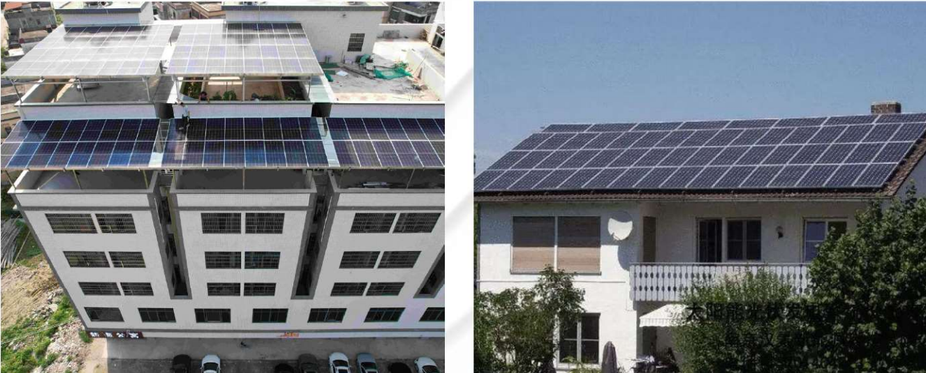 Solar panel installation on building rooftop